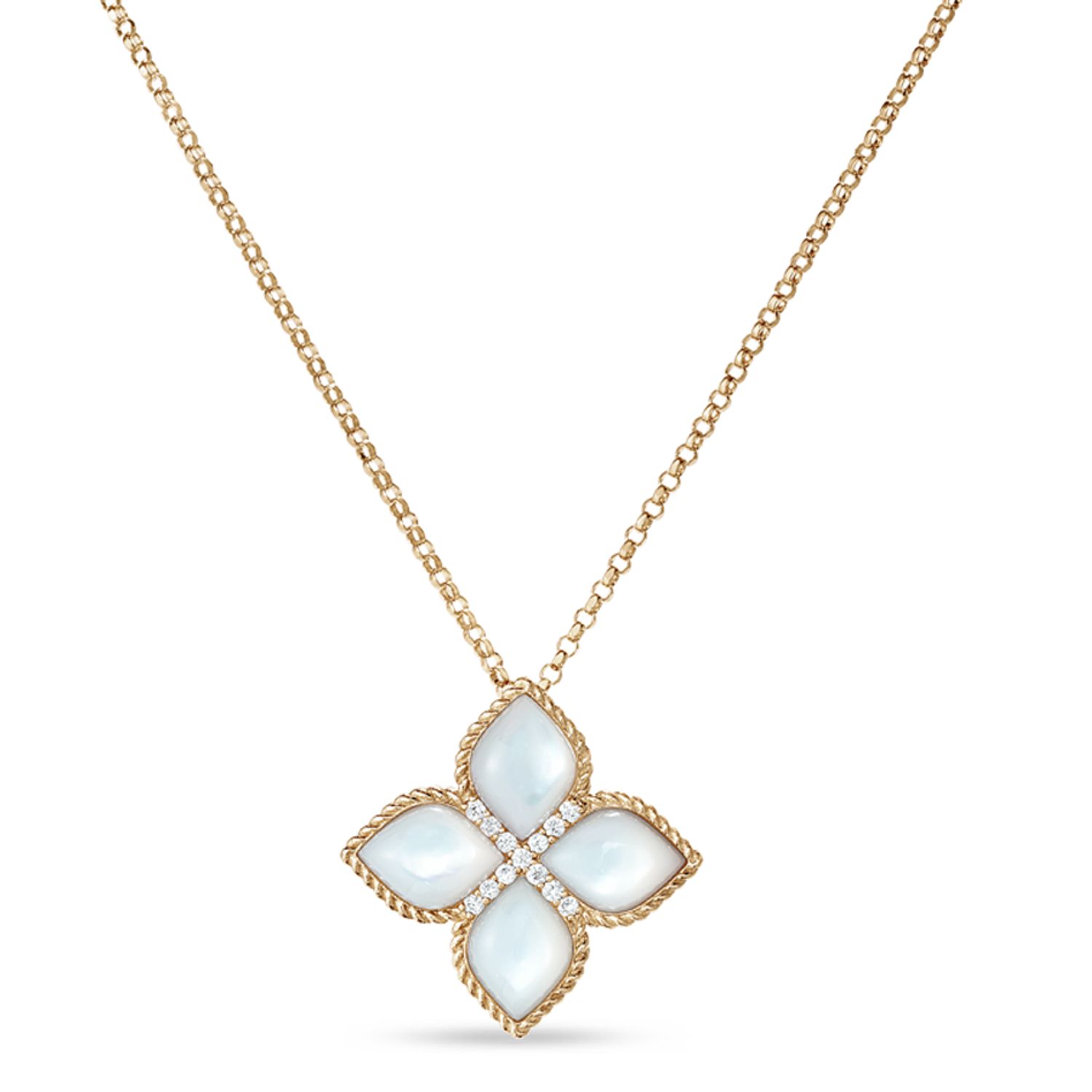 Collier Princess Flower en Or Jaune Nacre et Diamants - Roberto Coin ...