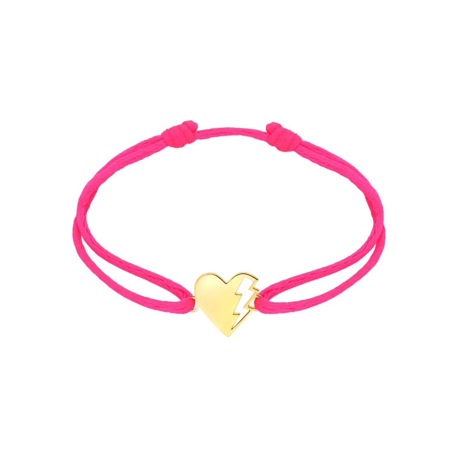 Bracelet Cordon rose Coeur LOVETAG or jaune EDITION SPECIALE OCTOBRE ROSE
