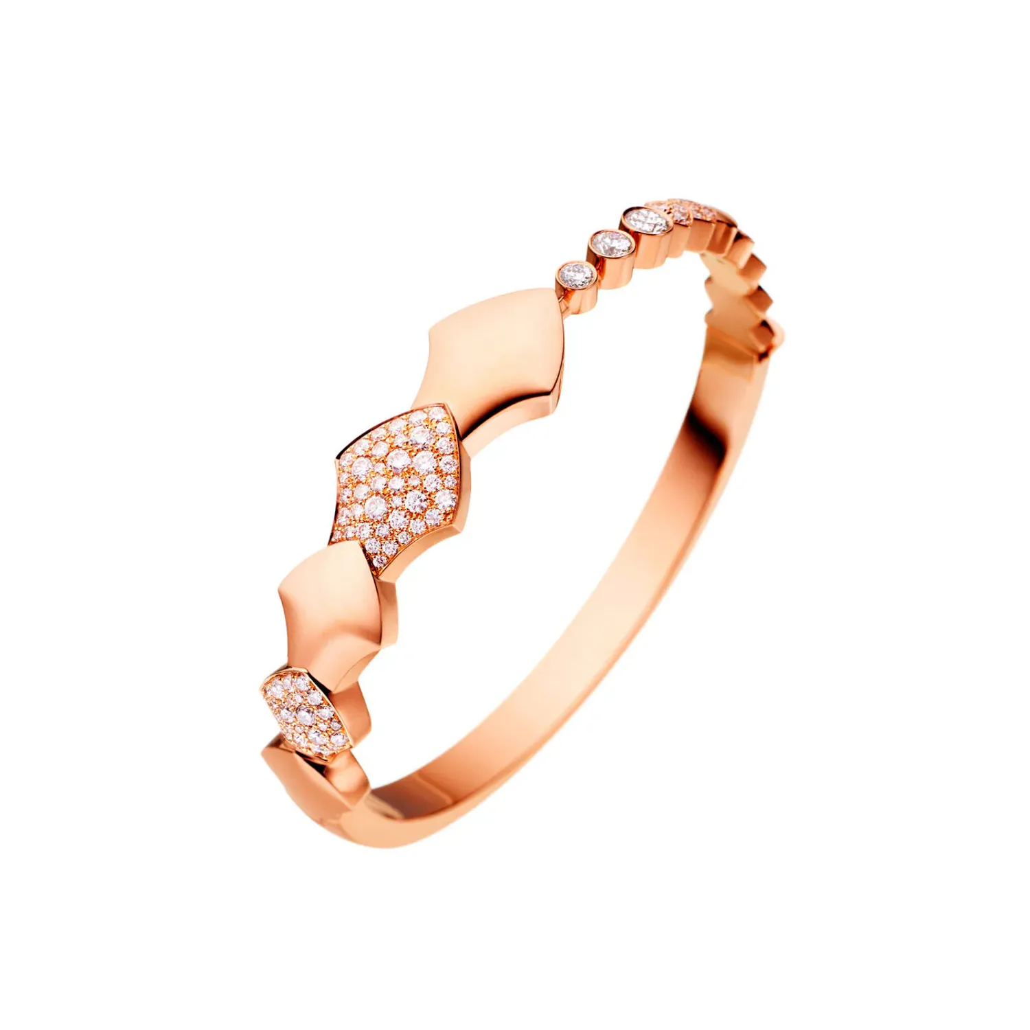 Bracelet Bangle PYTHON or rose semi pavé diamants
