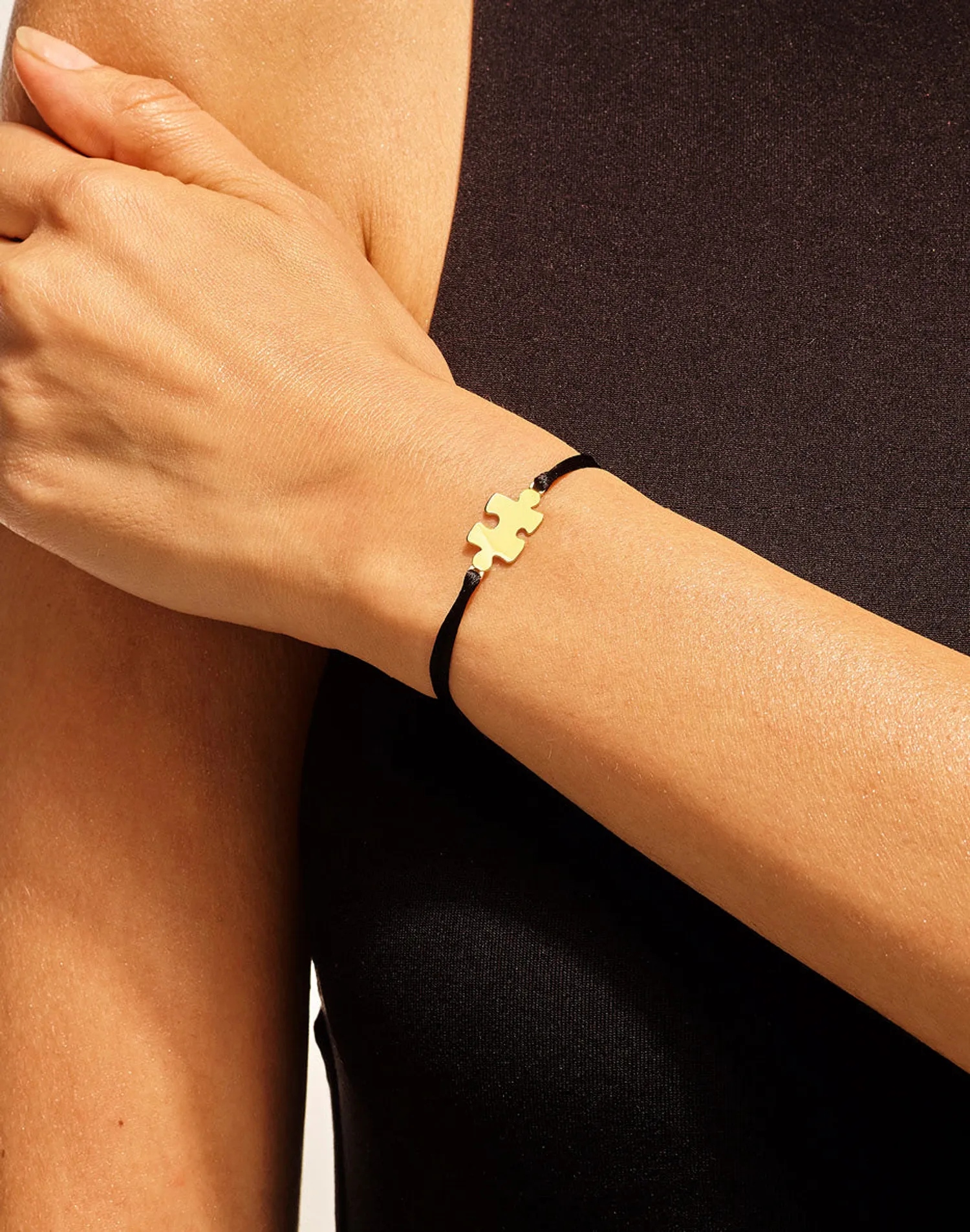 Bracelet sur cordon Akillis Puzzle en or jaune