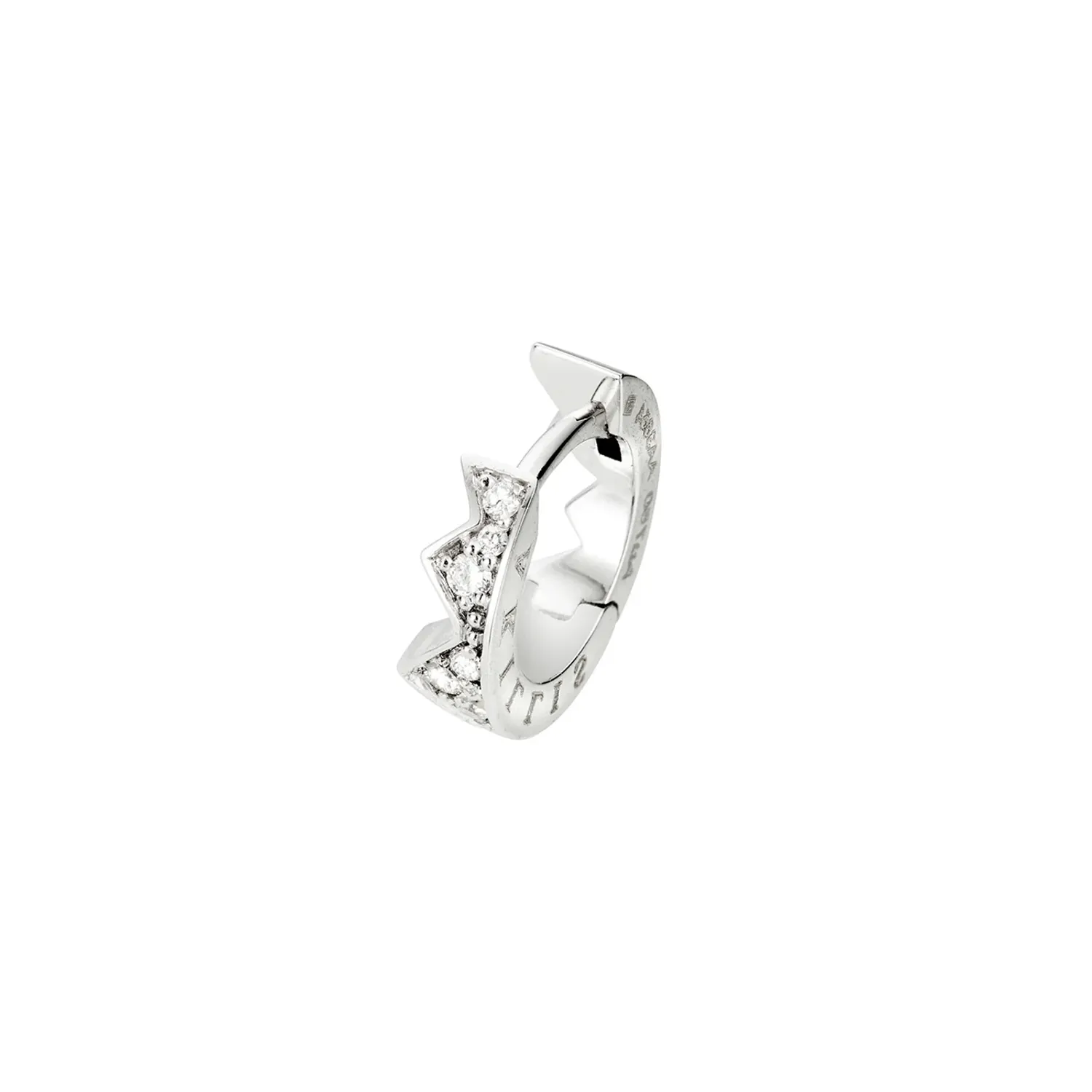 Mono Boucle d'oreille mini créole gauche Akillis Capture Light en or blanc pavée de diamants