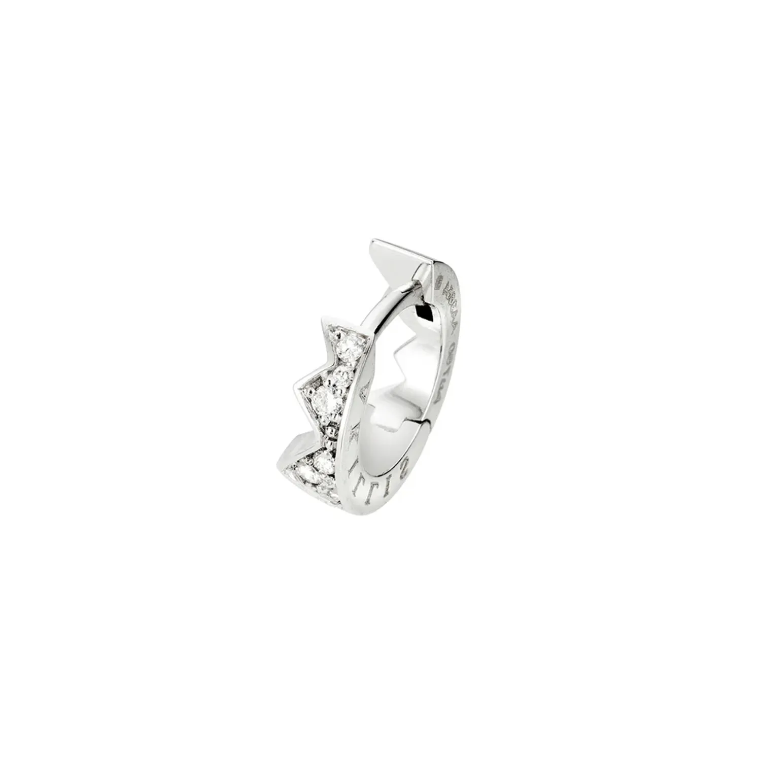 Mono Boucle d'oreille mini créole droite Akillis Capture Light en or blanc pavée de diamants