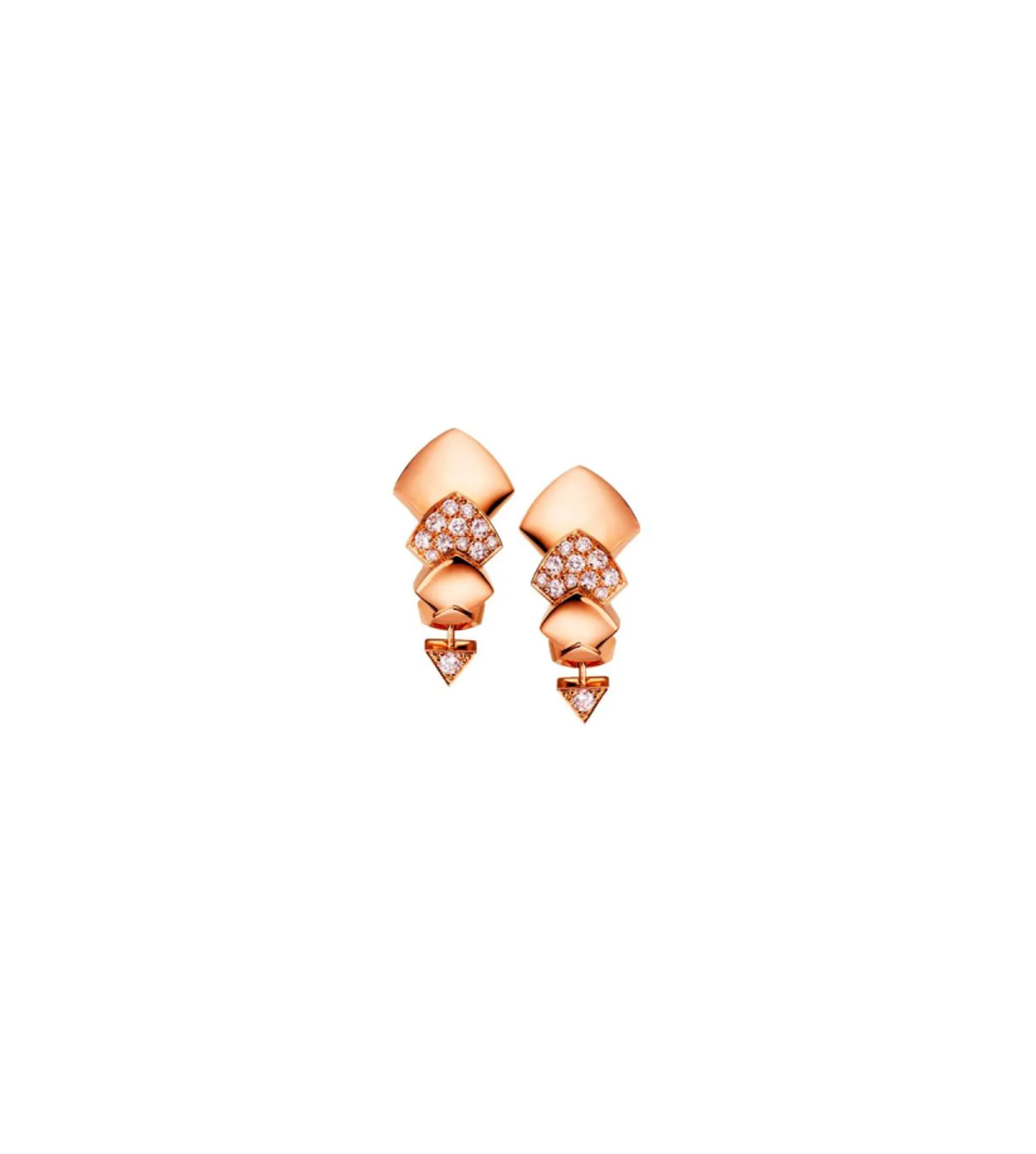 Boucles d'Oreilles PYTHON or rose semi pavées diamants