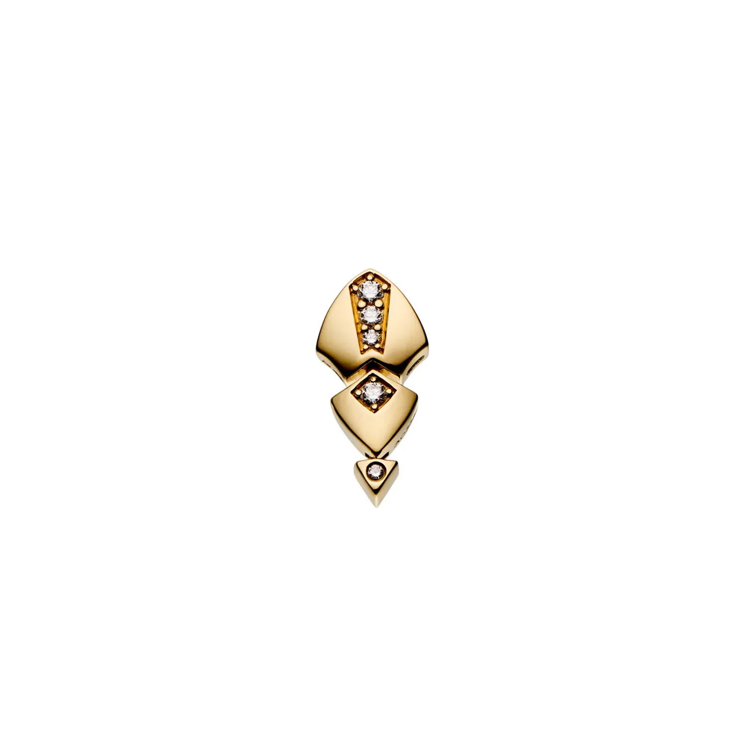 Boucle d'Oreille Puce PYTHON Or jaune 3 écailles diamants