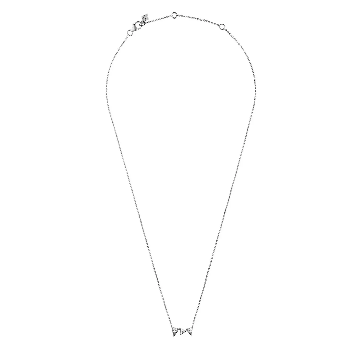 Collier CAPTURE ME Or blanc 3 triangles full pavé diamants