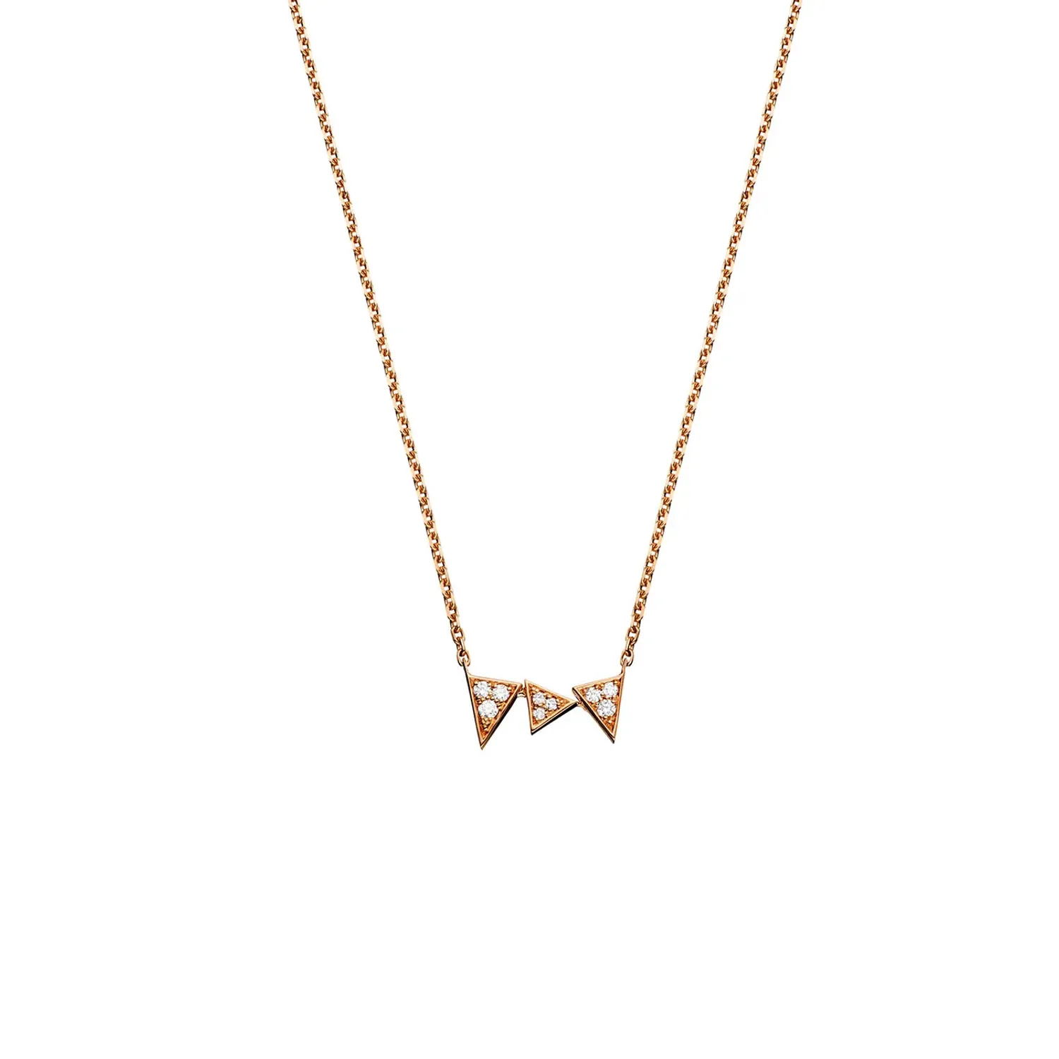 Collier CAPTURE ME Or rose 3 triangles full pavé diamants