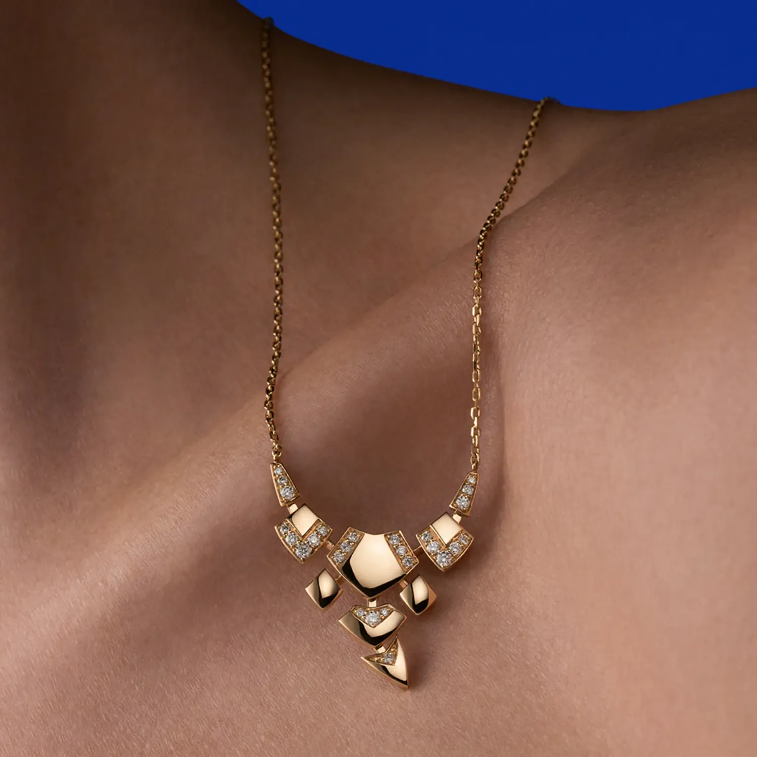 Collier Python PM or jaune et diamants