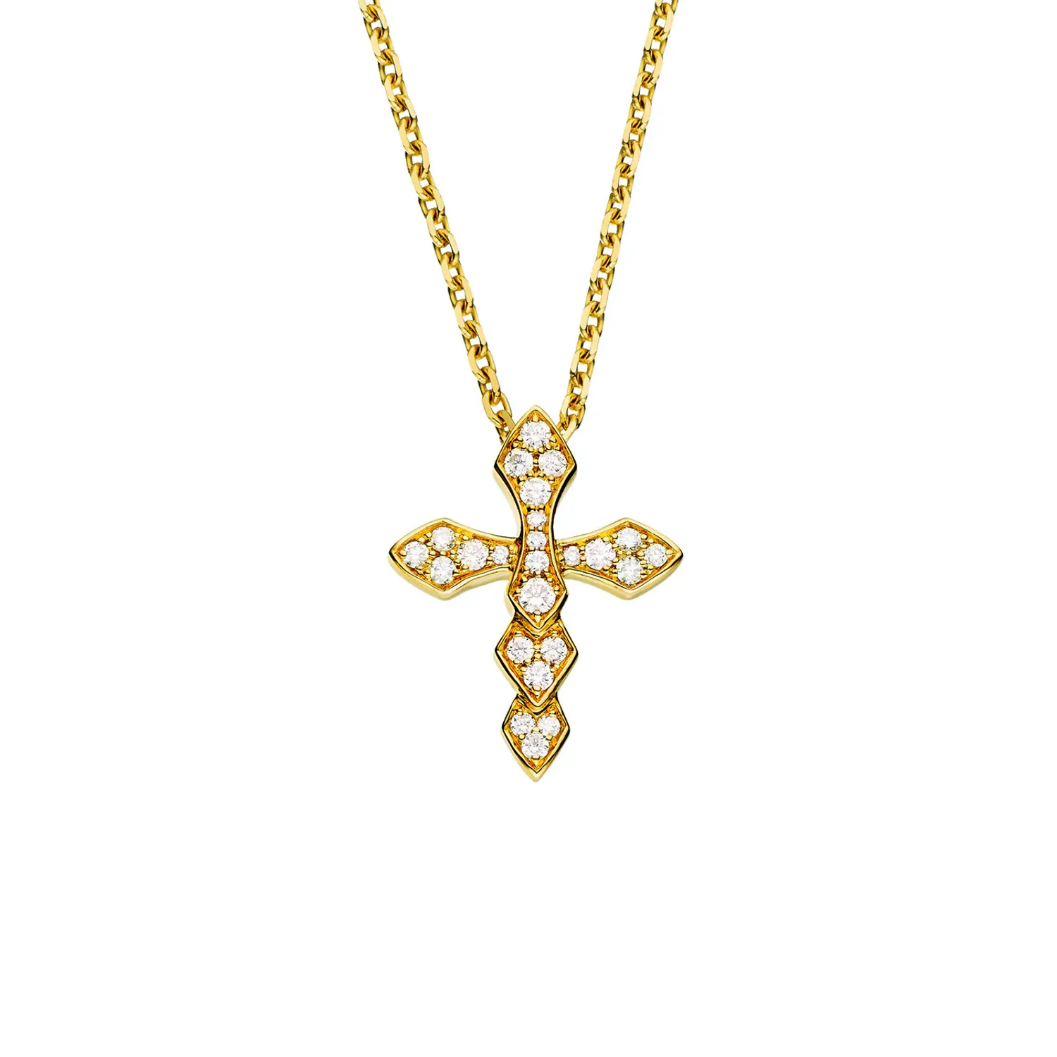 Pendentif Croix PM PYTHON Or jaune full pavé diamants blancs