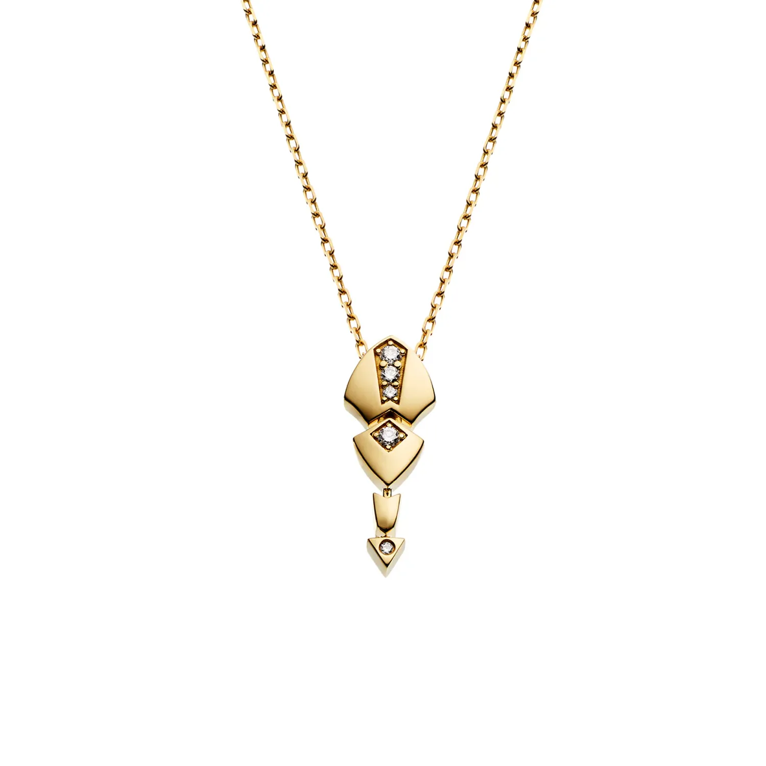 Collier PYTHON Or jaune 3 écailles diamants