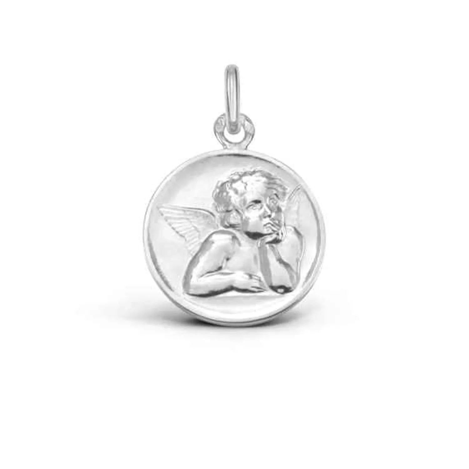 Médaille Arthus Bertrand Ange de Raphaël 18 mm or blanc poli