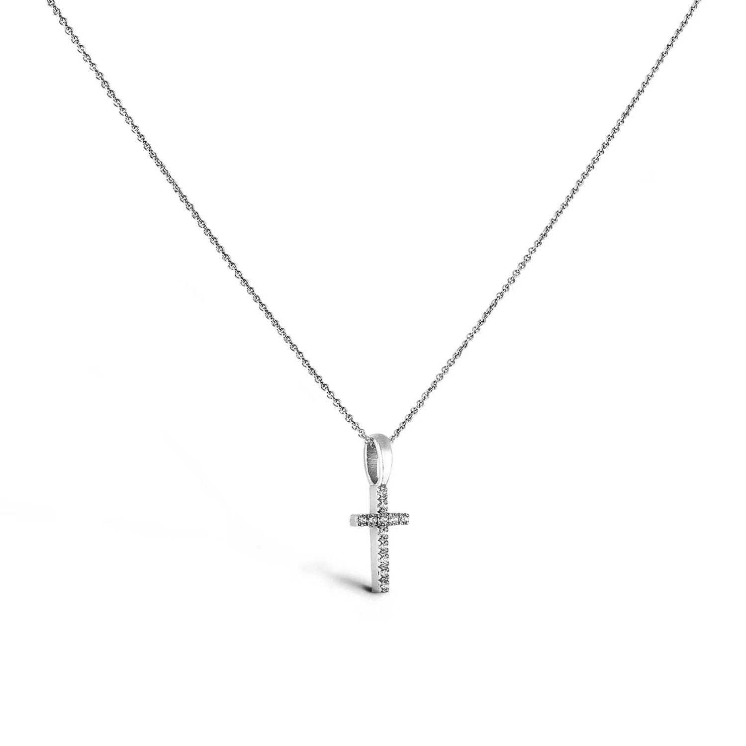 Croix Arthus Bertrand Fil Carré Or Blanc et Diamants