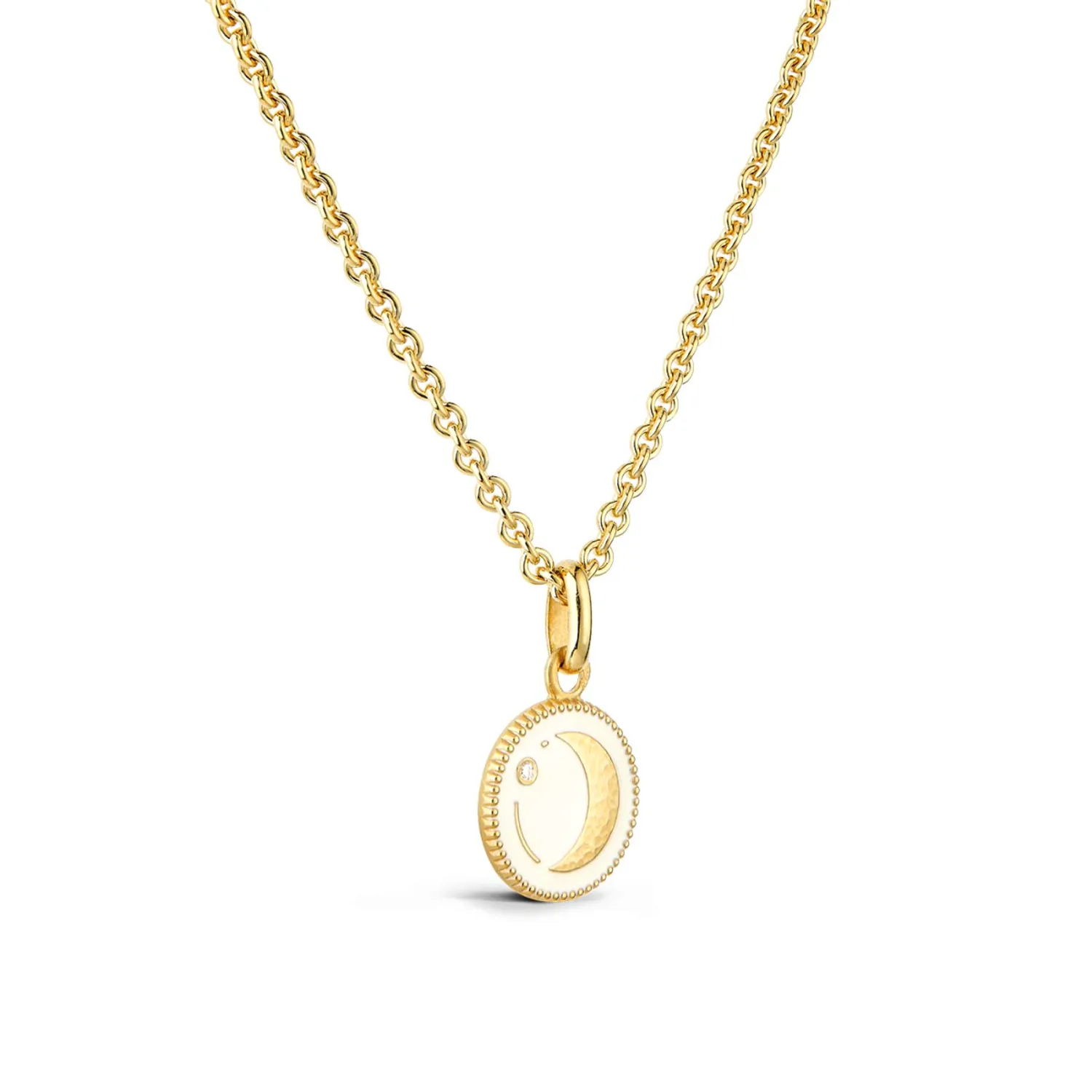 Pendentif Or Jaune & Diamant Lune - Ivoire
