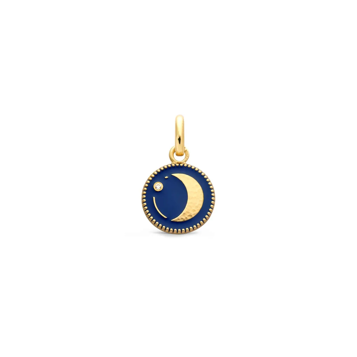 Pendentif Arthus Bertrand Or Jaune & Diamant Lune - Bleu Marine