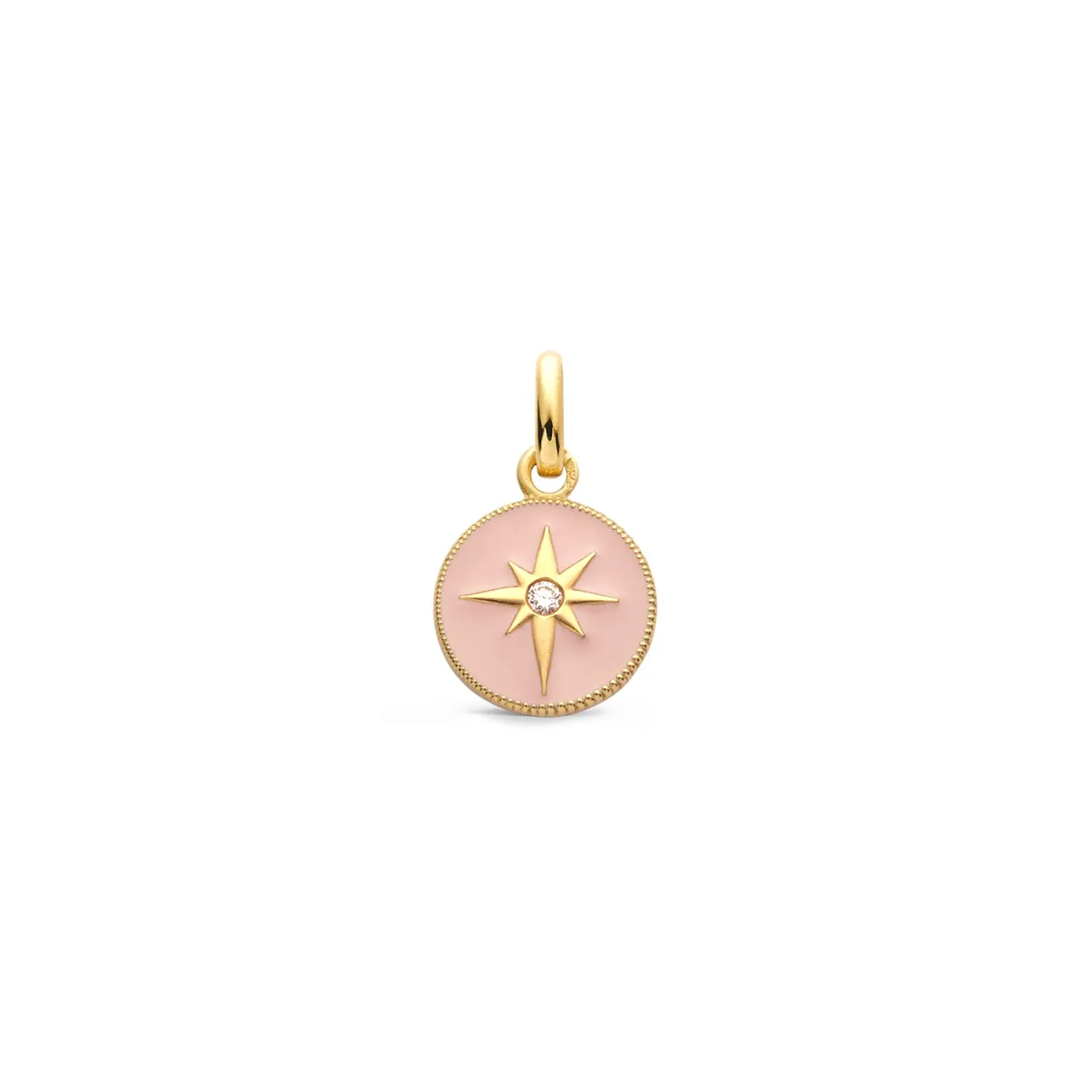 Pendentif Arthus Bertrand Or Jaune & Diamant Etoile - Rose poudré