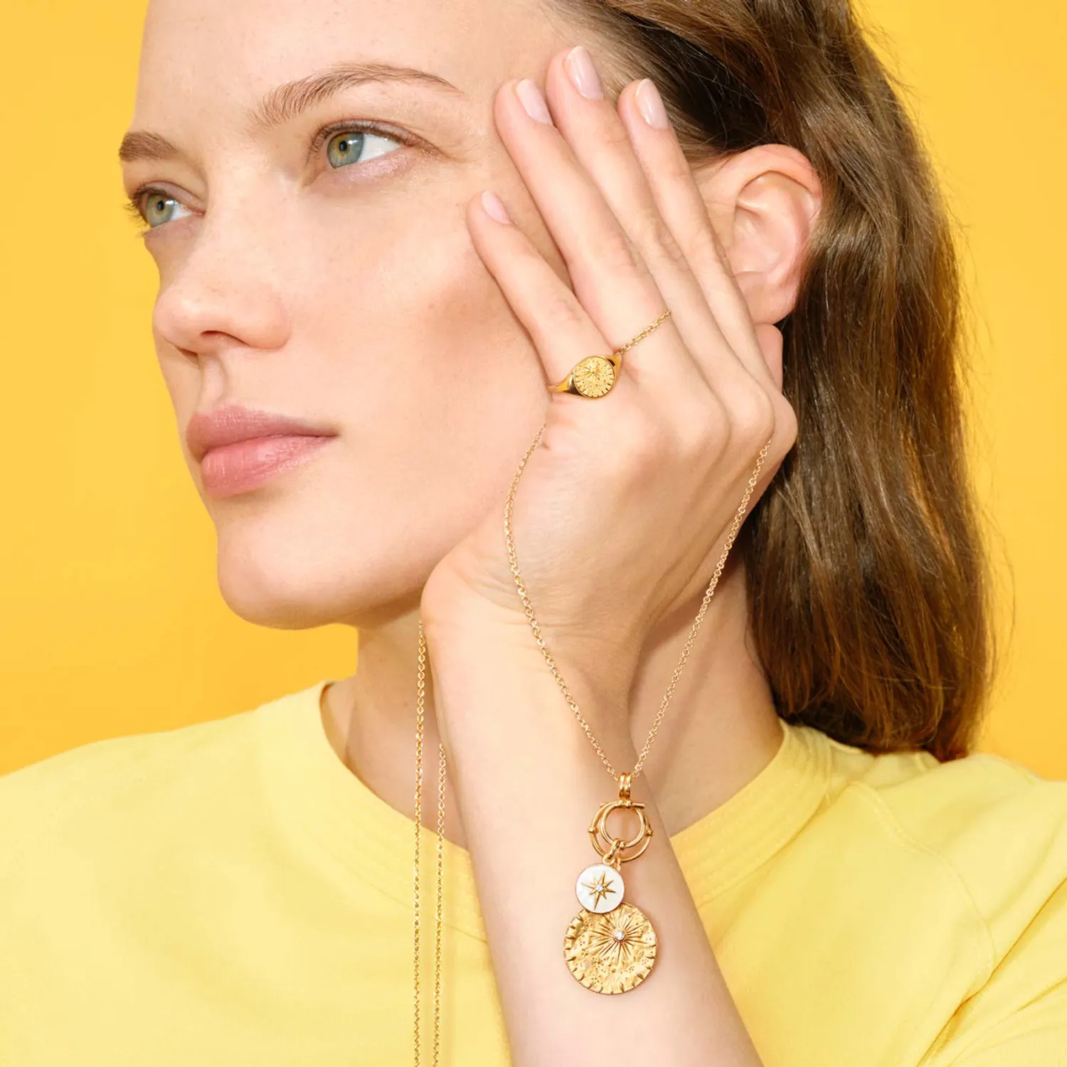 Collier Arthus Bertrand Or Jaune Spirale Etoilée