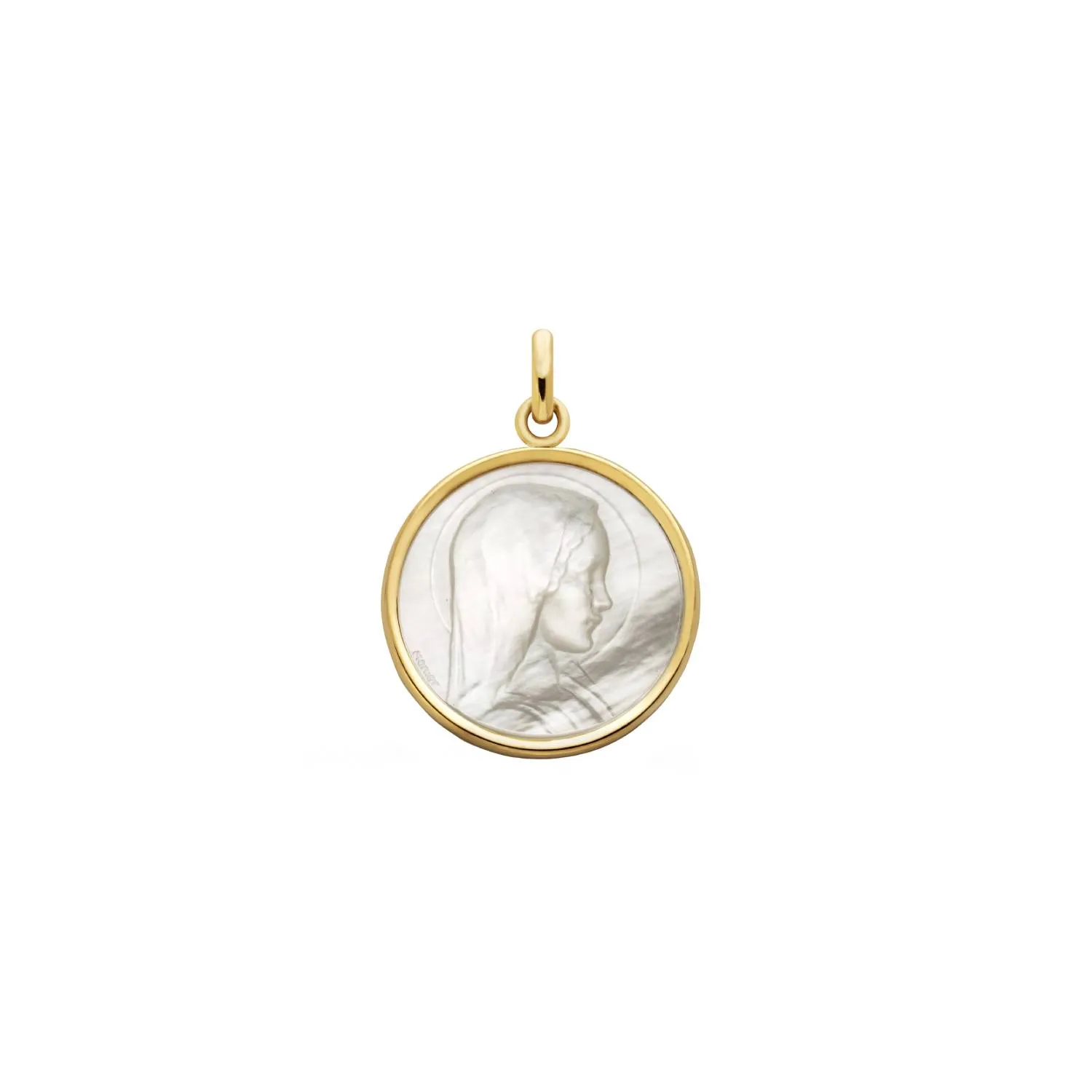 Médaille VIERGE JEUNE 19mm Nacre