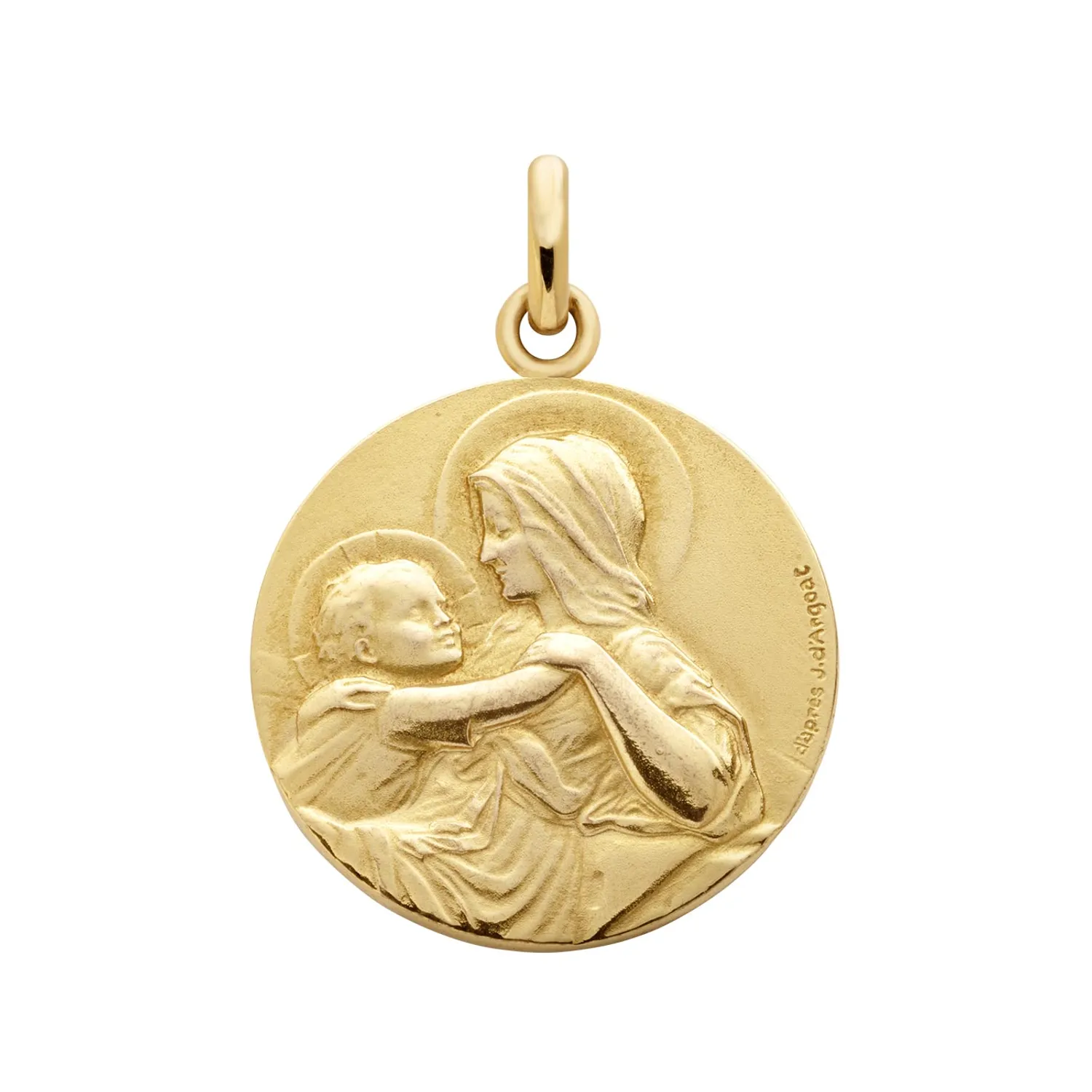 Médaille Arthus Bertrand Vierge à  l'enfant Divine Tendresse F. mince 18 mm or jaune poli