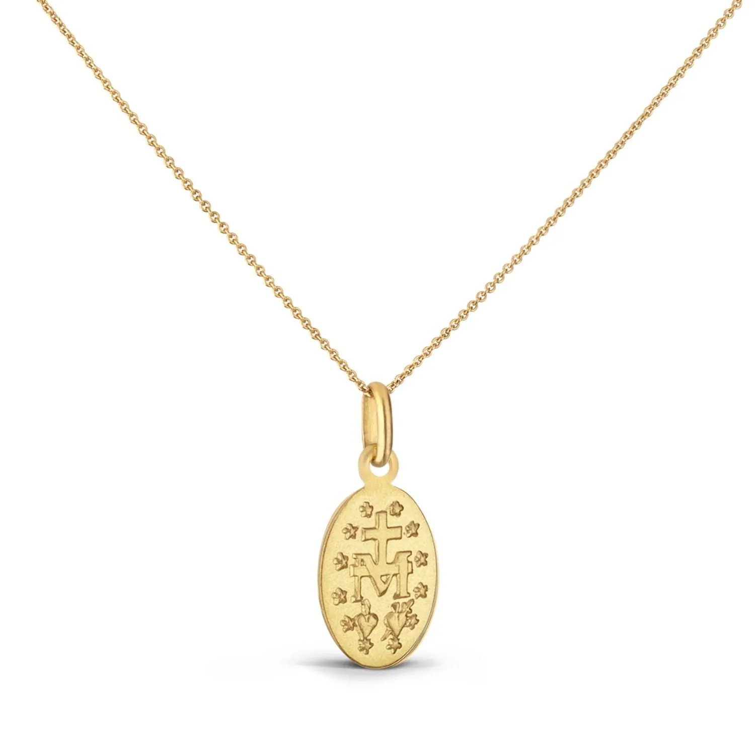 Médaille Miraculeuse Arthus Bertrand 13mm - Bleu Aqua, or jaune sablée