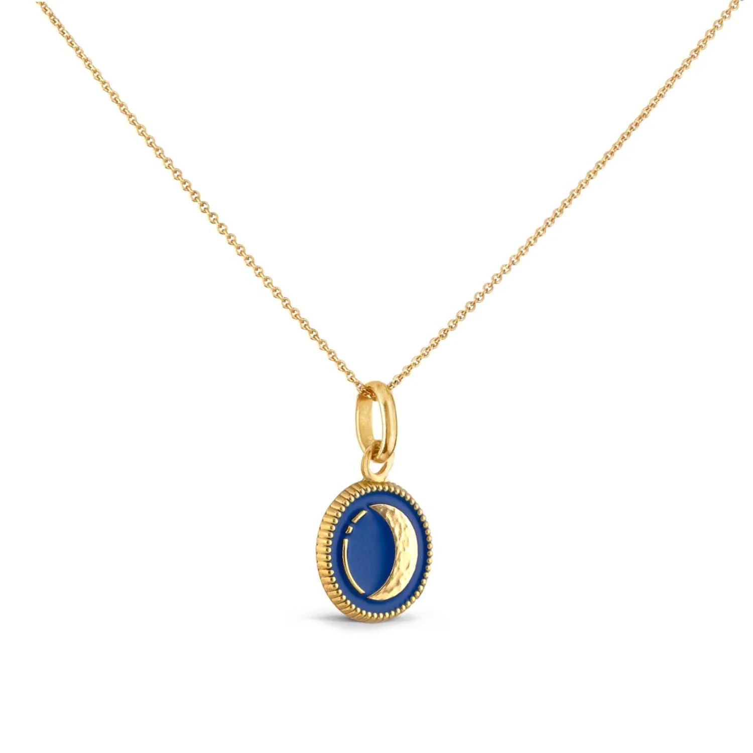 Pendentif Arthus Bertrand Or Jaune Lune - Bleu Roi