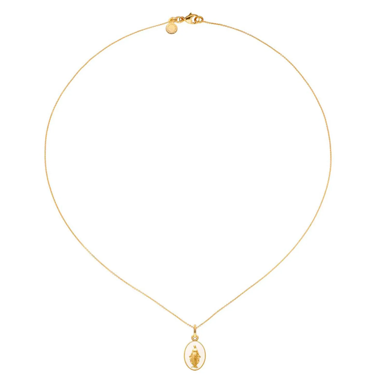 Médaille Arthus Bertrand Vierge Miraculeuse en or jaune poli et laque ivoire