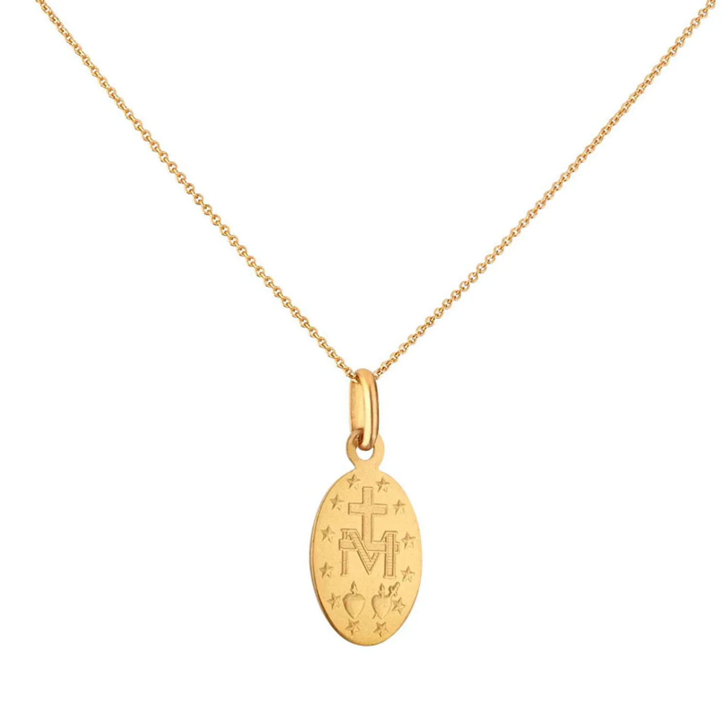 Médaille Arthus Bertrand Vierge Miraculeuse en or jaune poli et laque ivoire