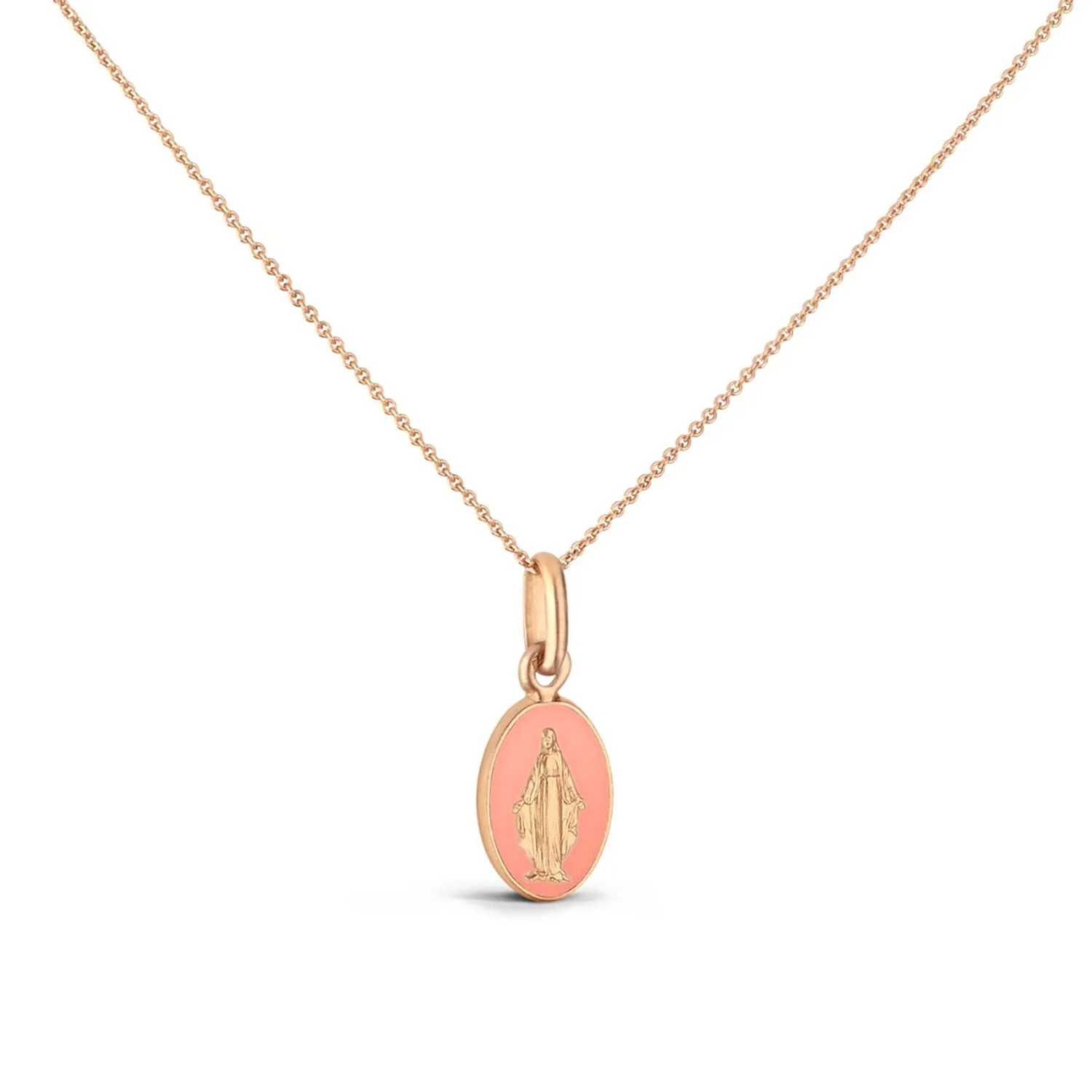 Médaille Arthus Bertrand Vierge Miraculeuse en or rose poli et laque rose