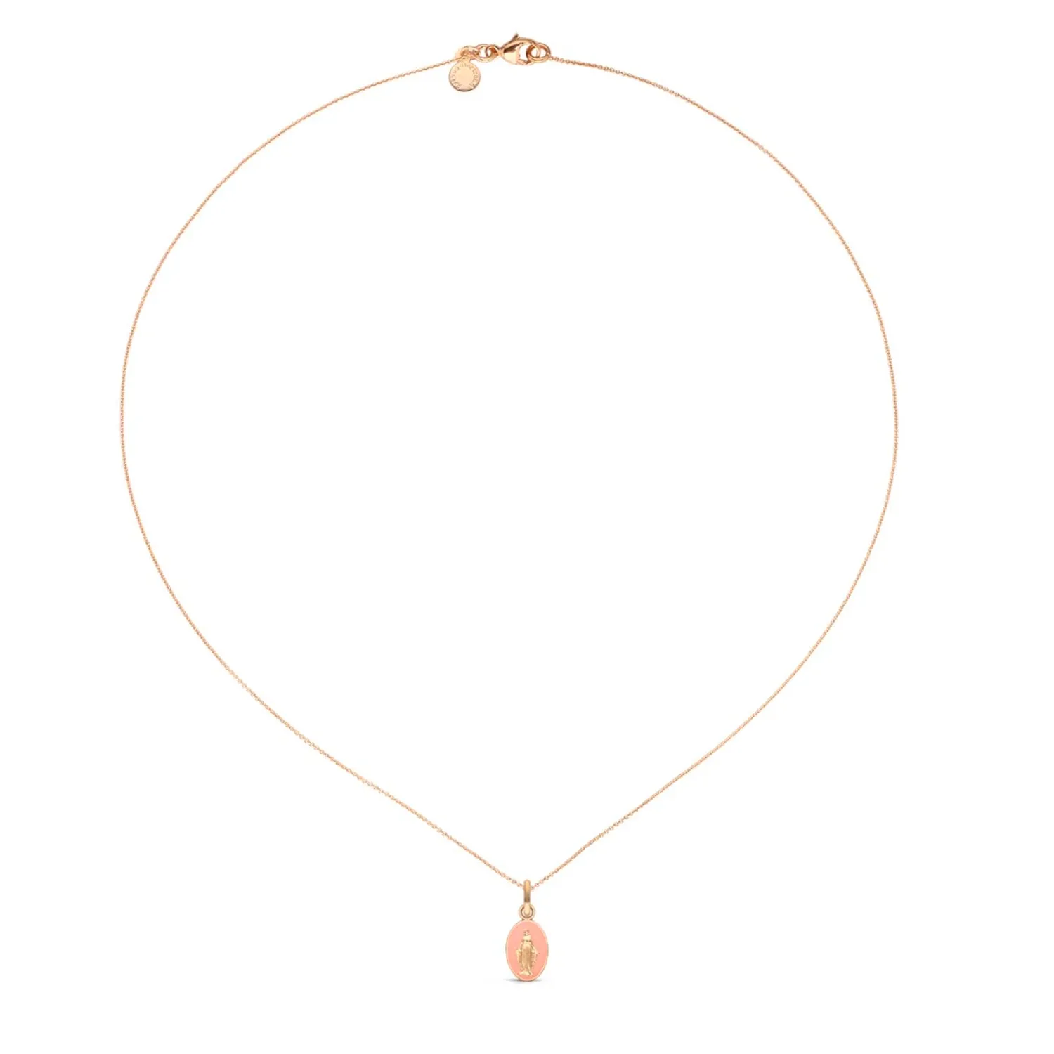 Médaille Arthus Bertrand Vierge Miraculeuse en or rose poli et laque rose