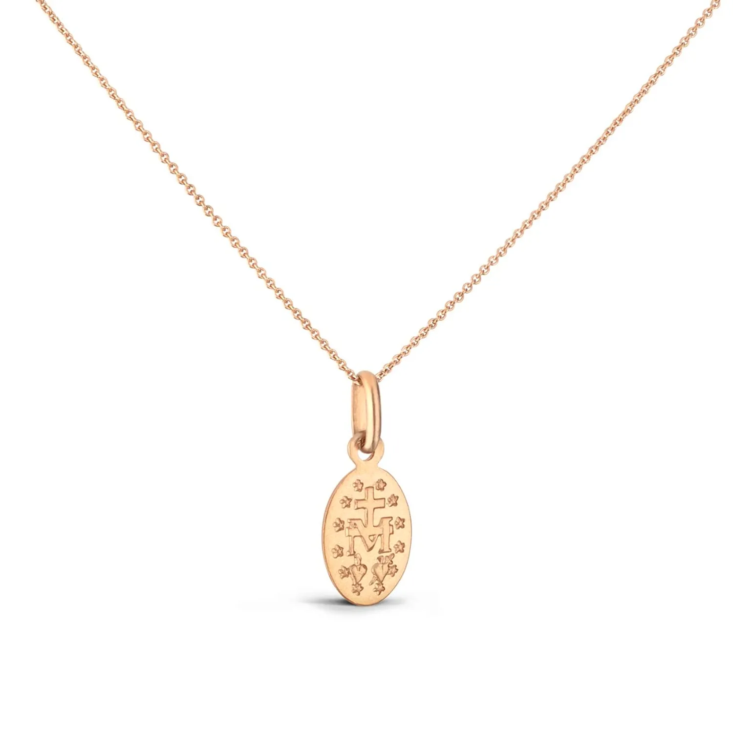 Médaille Arthus Bertrand Vierge Miraculeuse en or rose poli et laque rose