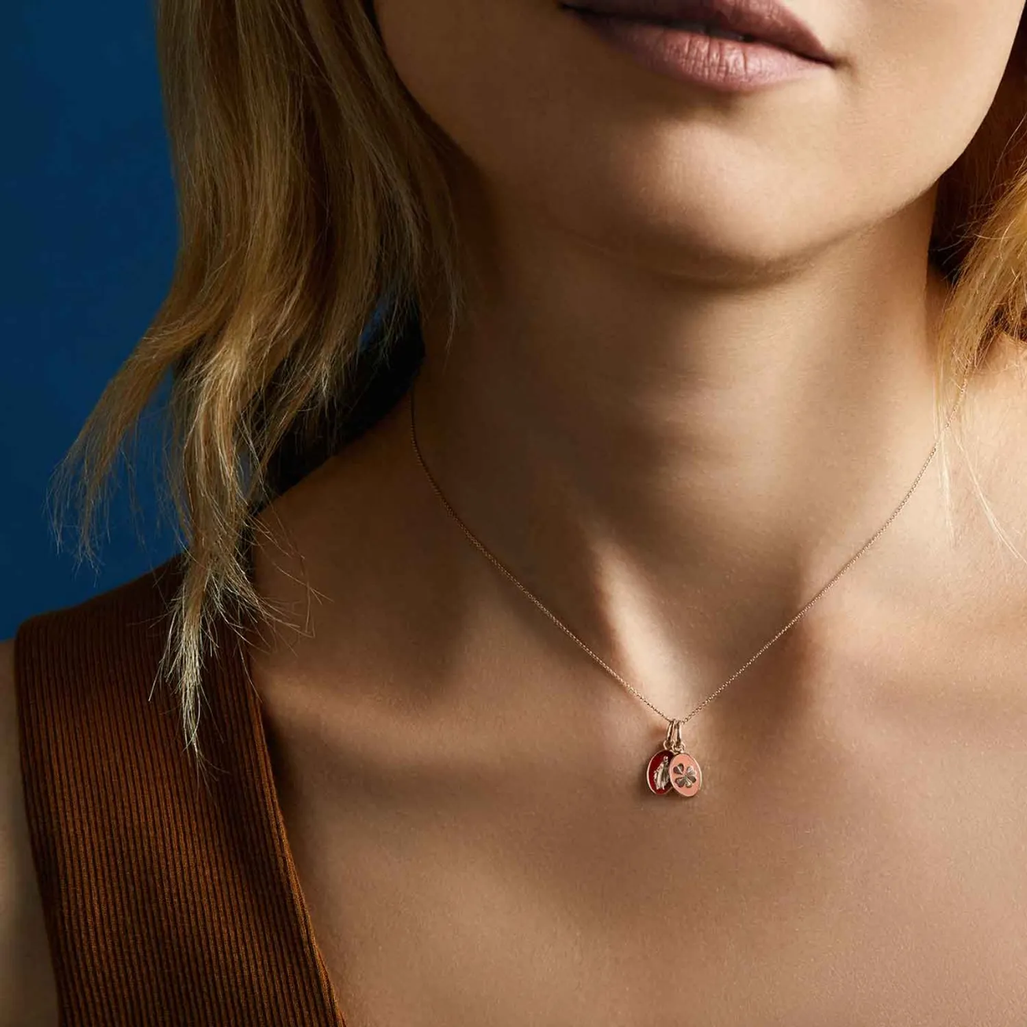 Pendentif Arthus Bertrand Or Rose Trèfle - Pêche