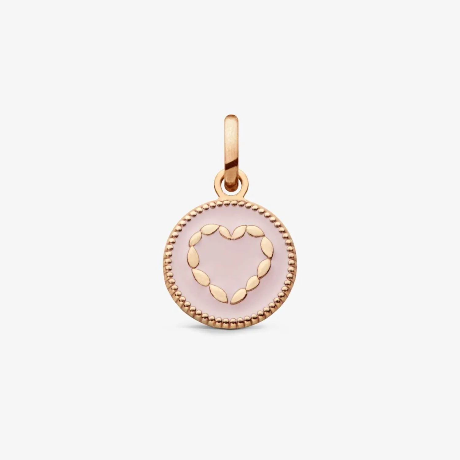 Médaille Arthus Bertrand Cœur en or rose sablé et laque rose