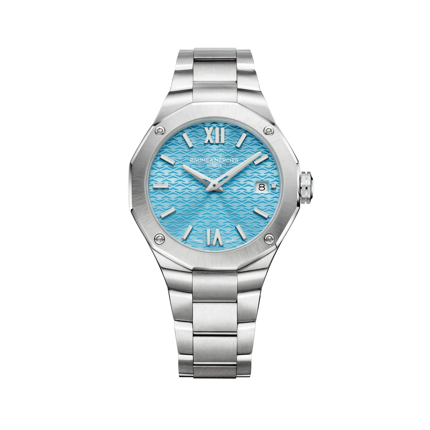 Montre RIVIERA Quartz 36mm, Bracelet acier interchangeable, Cadran bleu azur satiné soleil