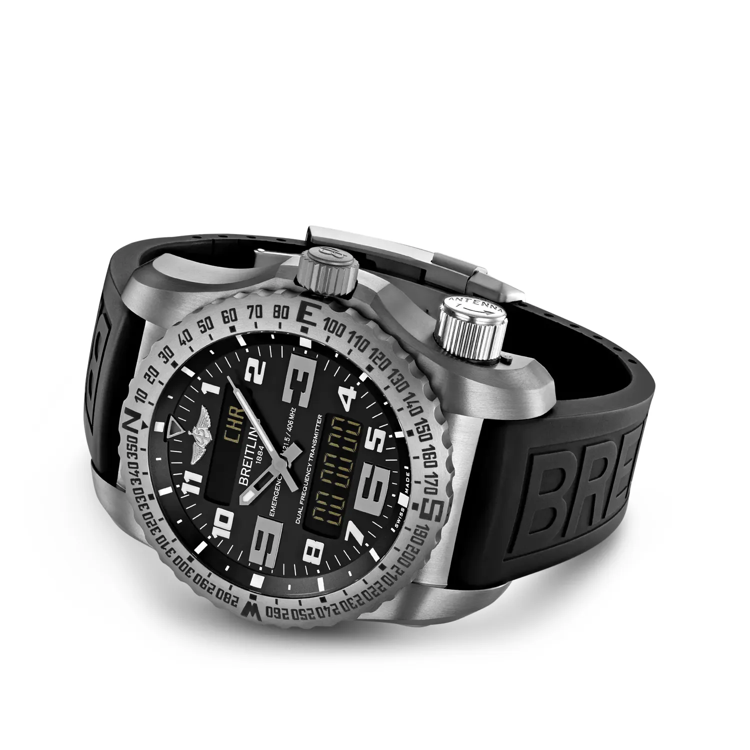 Emergency chrono quartz cal76 boitier titane cadran noir bracelet caoutchouc noir diver pro bd titan