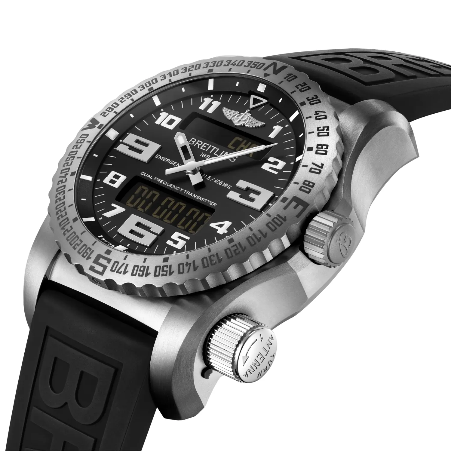 Emergency chrono quartz cal76 boitier titane cadran noir bracelet caoutchouc noir diver pro bd titan