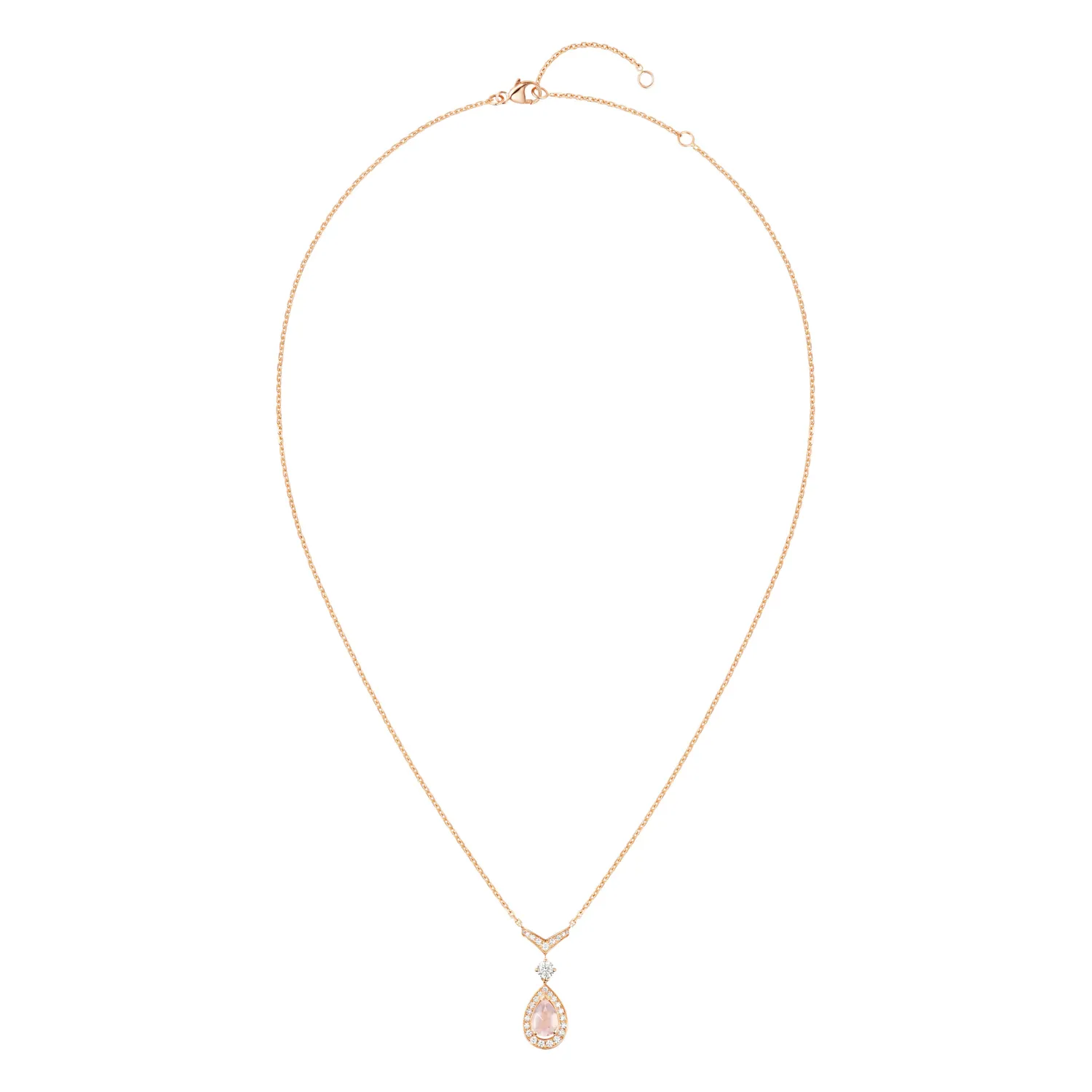 Pendentif Chaumet Joséphine Aigrette, or rose, quartz rose et diamants