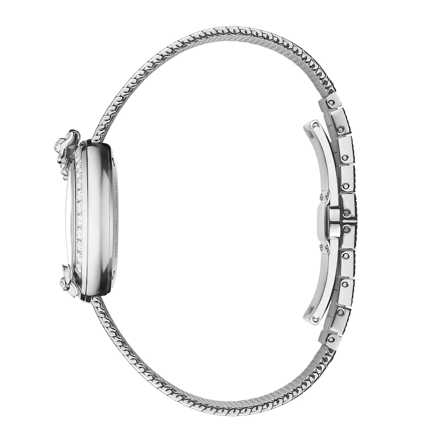 Montre HORTENSIA lunette sertie diamants Bracelet acier, Cadran Nacre blanche