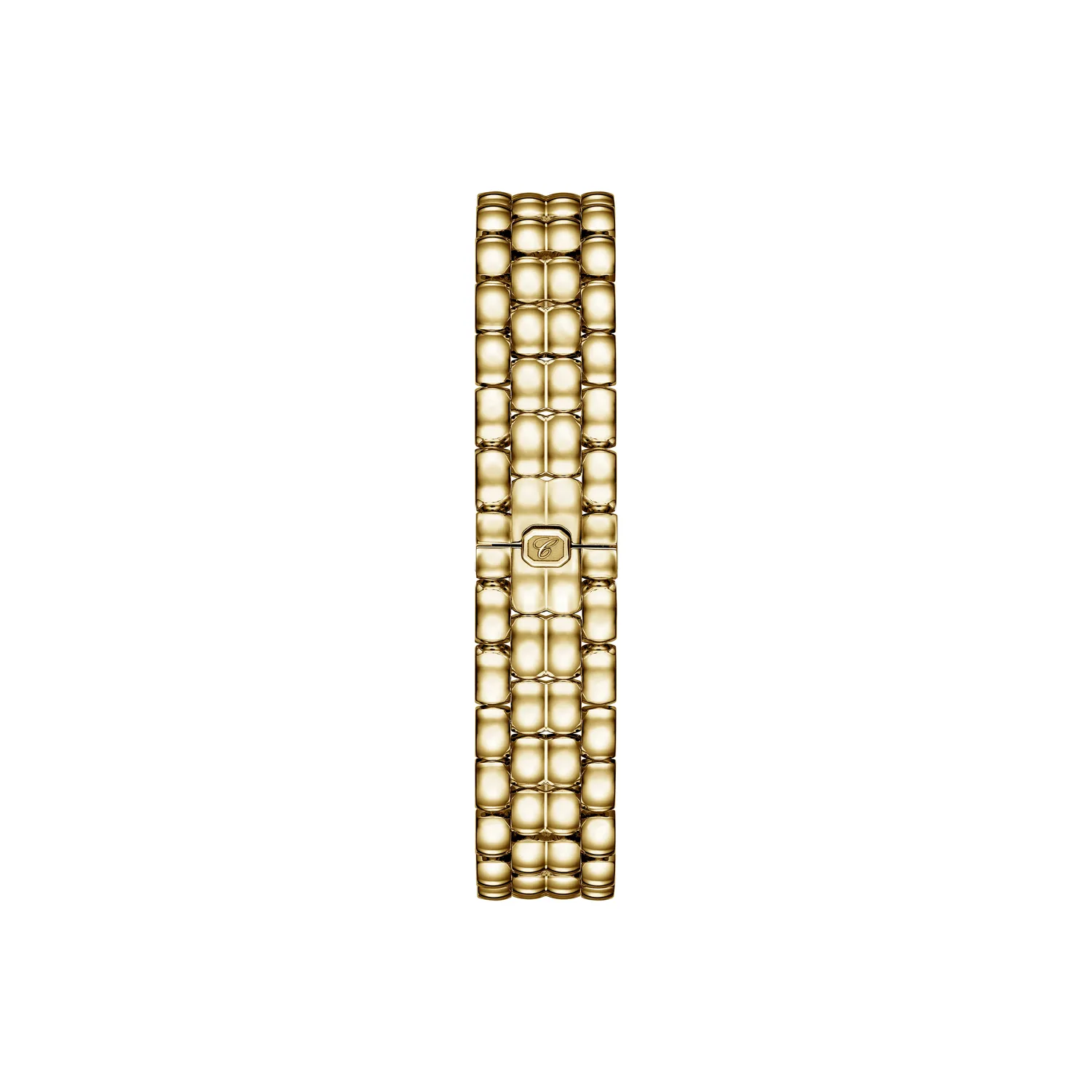 Montre HAPPY SPORT The First lunette sertie diamants Quartz, Bracelet "galet" acier, Cadran argenté grainé chiffres romains