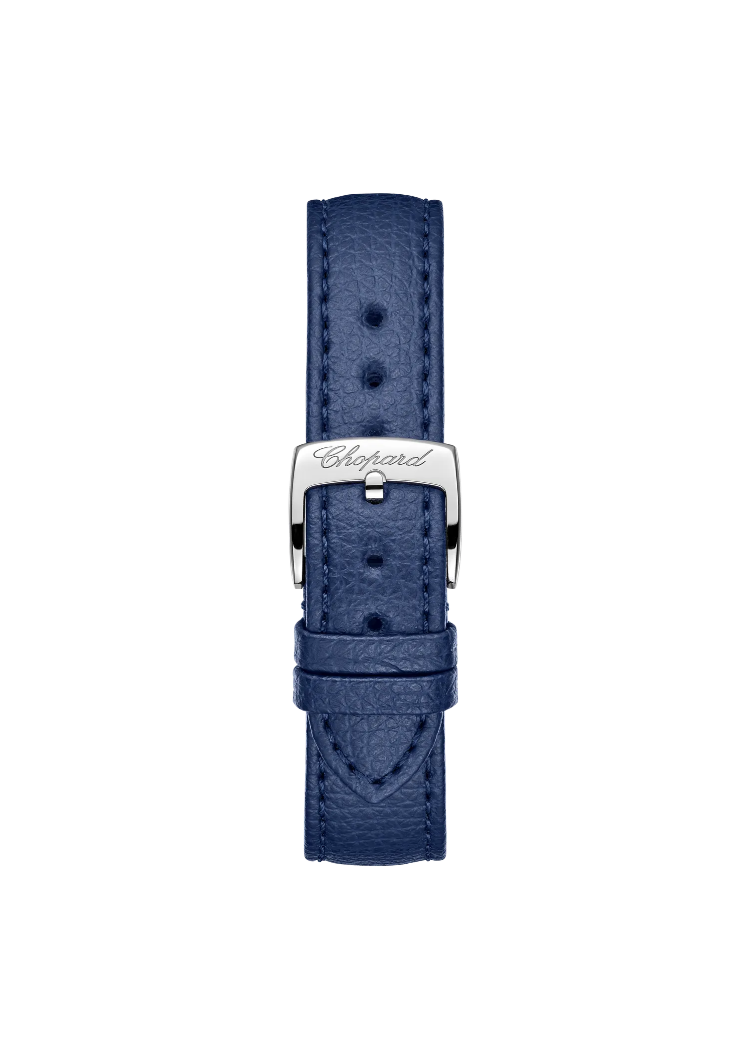 Montre HAPPY SPORT The First Quartz, Bracelet veau grainé bleu, Boucle ardillon, Cadran argenté grainé chiffres romains
