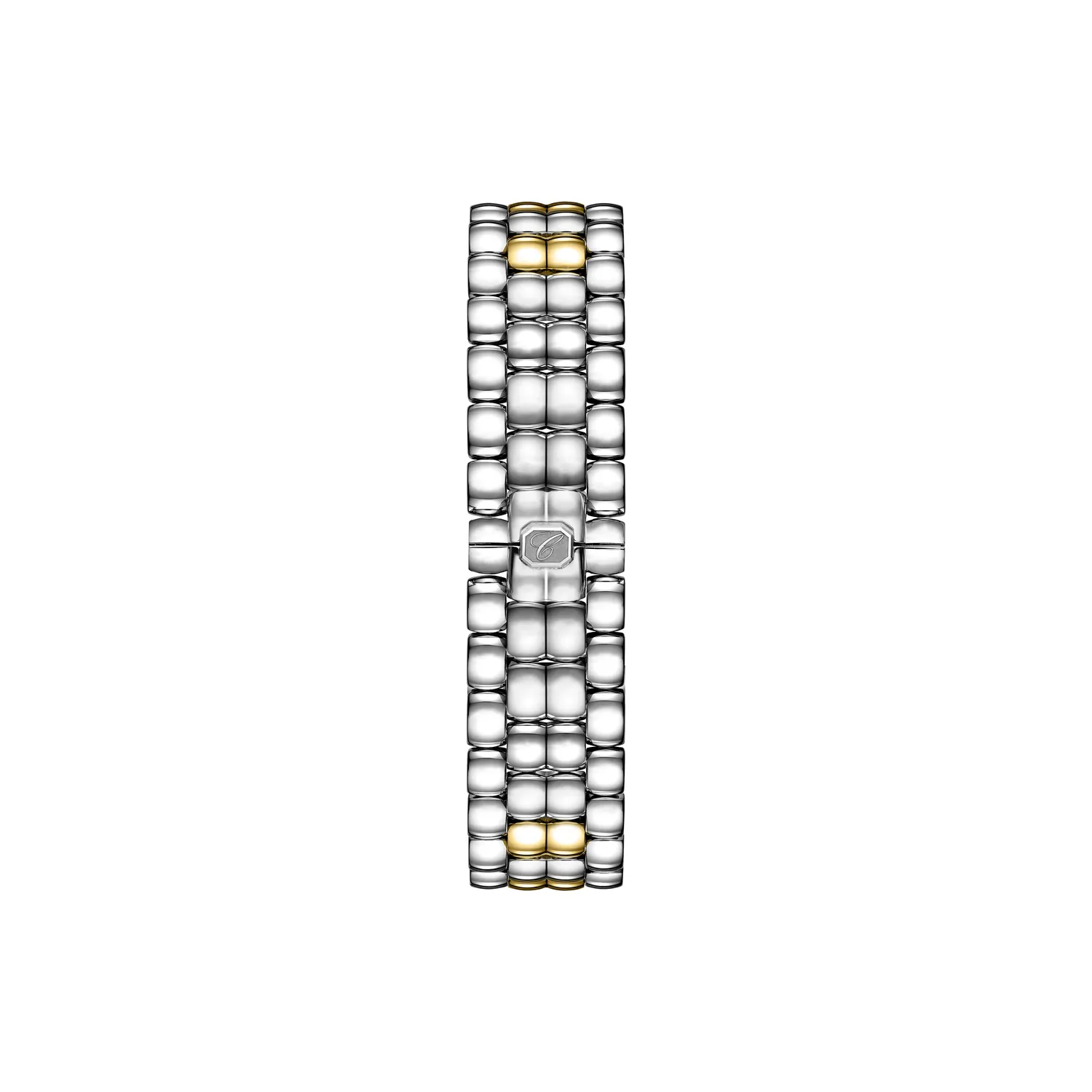 Montre HAPPY SPORT The First Quartz, Bracelet "galet" acier et or jaune, Cadran argenté grainé chiffres romains