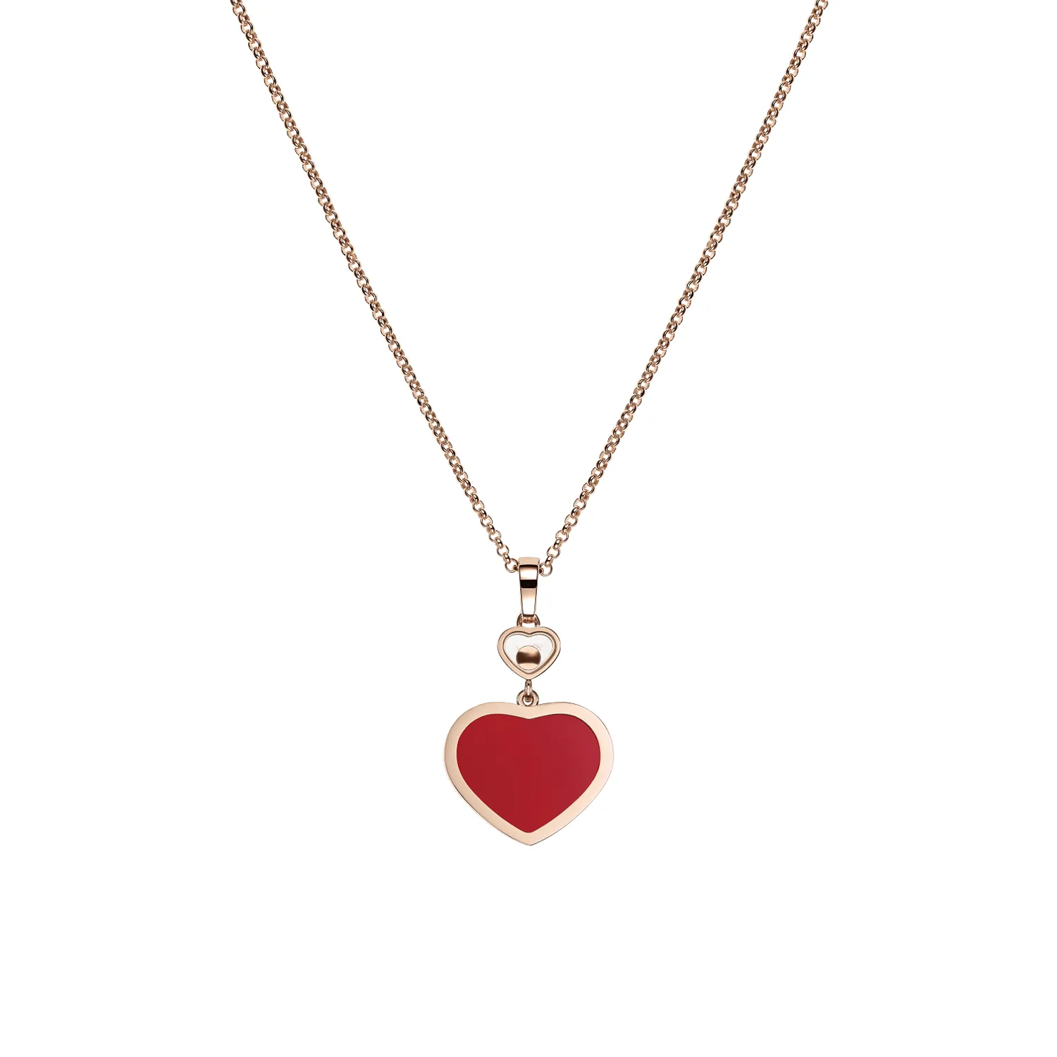 Pendentif Chopard Happy Hearts en Or Rose Diamant et Cornaline