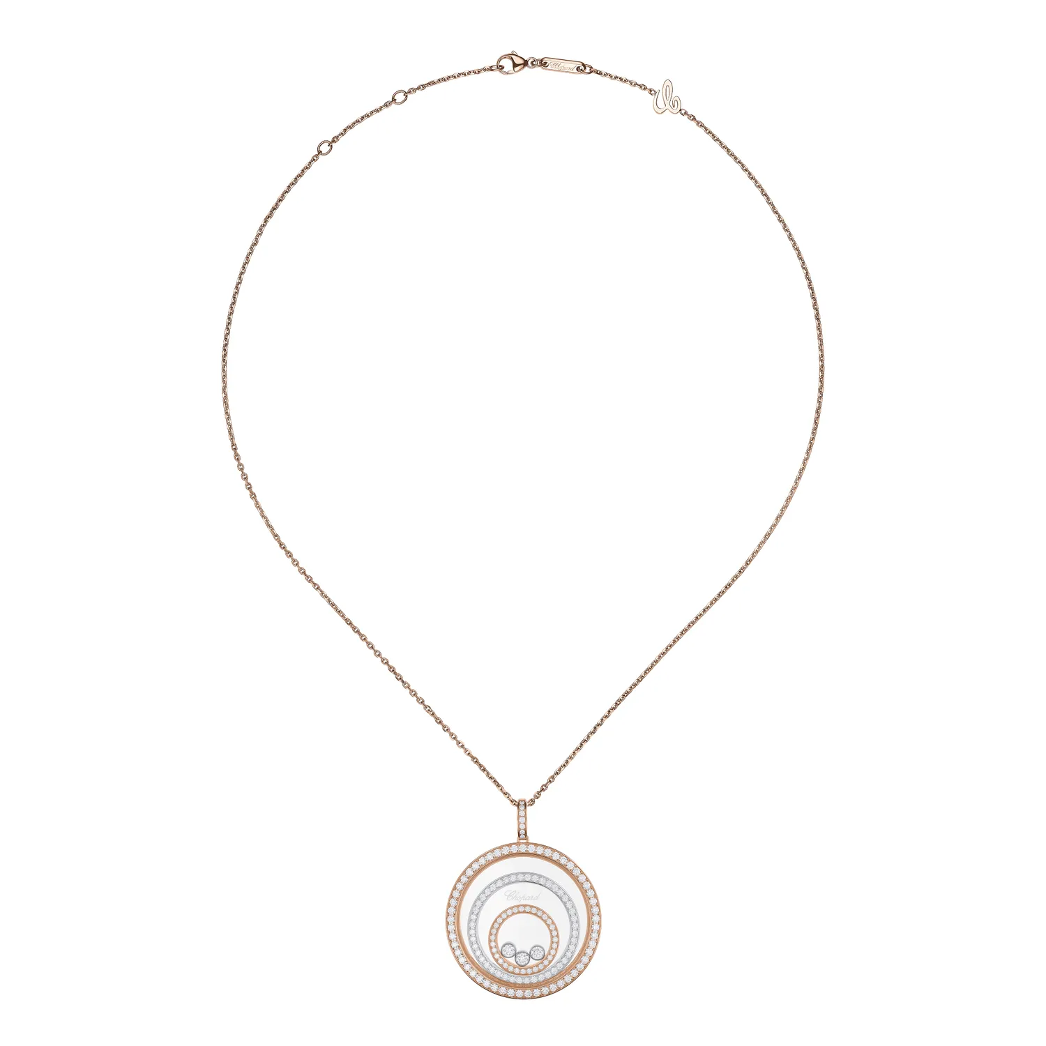 Pendentif Chopard Happy Spirit, Or Rose, Or Blanc et Diamants