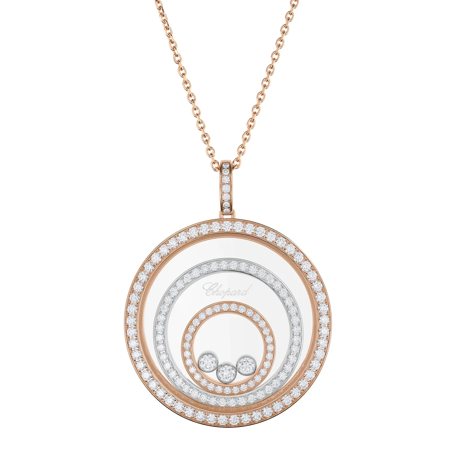 Pendentif Chopard Happy Spirit, Or Rose, Or Blanc et Diamants