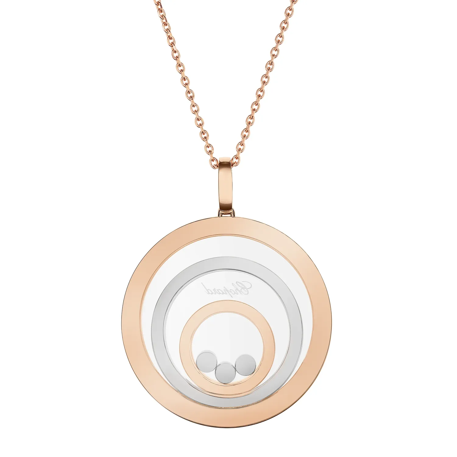 Pendentif Chopard Happy Spirit, Or Rose, Or Blanc et Diamants