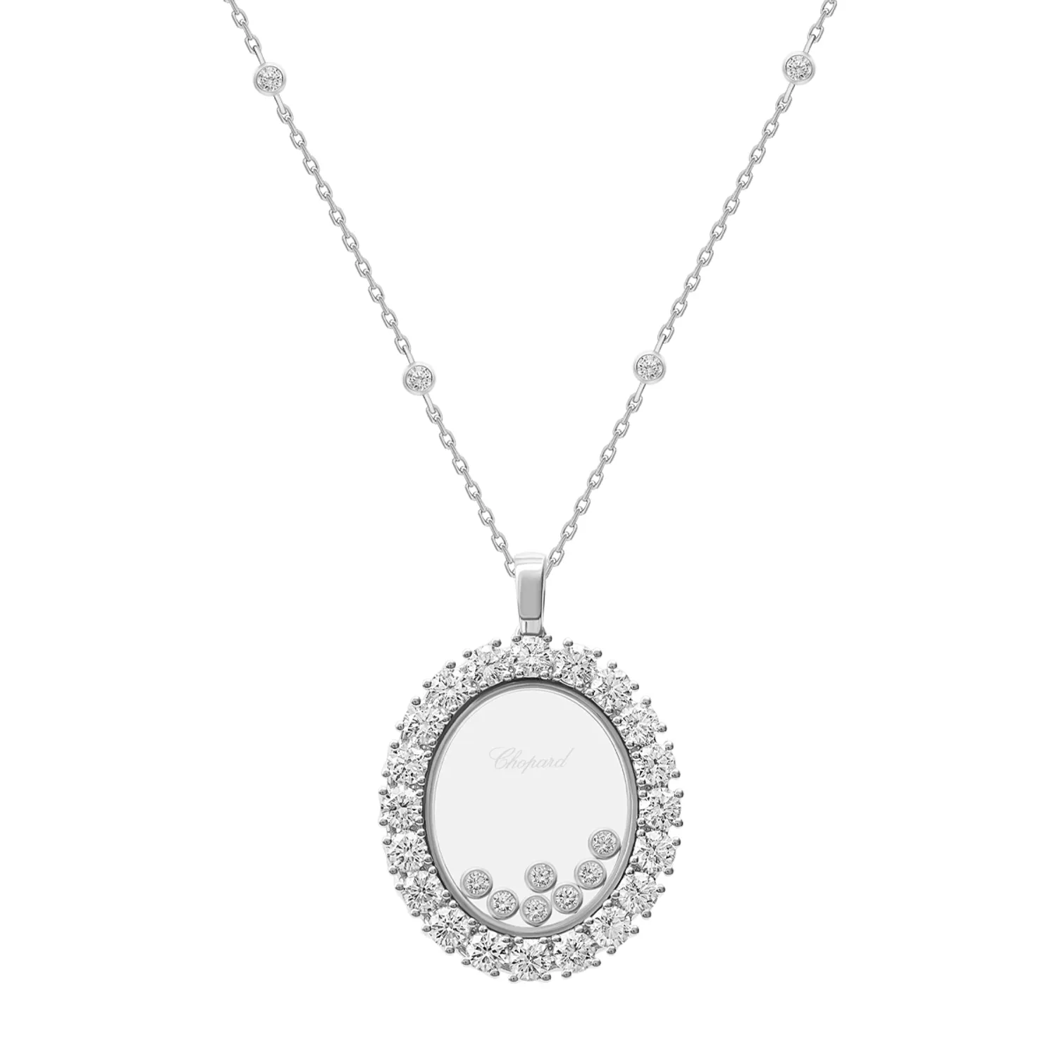 Collier Chopard Happy Diamonds, or blanc, diamants