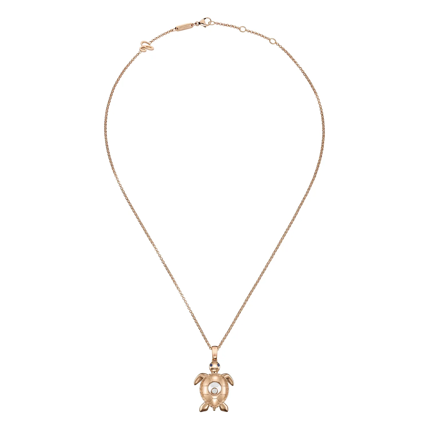 Pendant Chopard Happy Diamonds Turtle en Or rose, diamants et saphirs