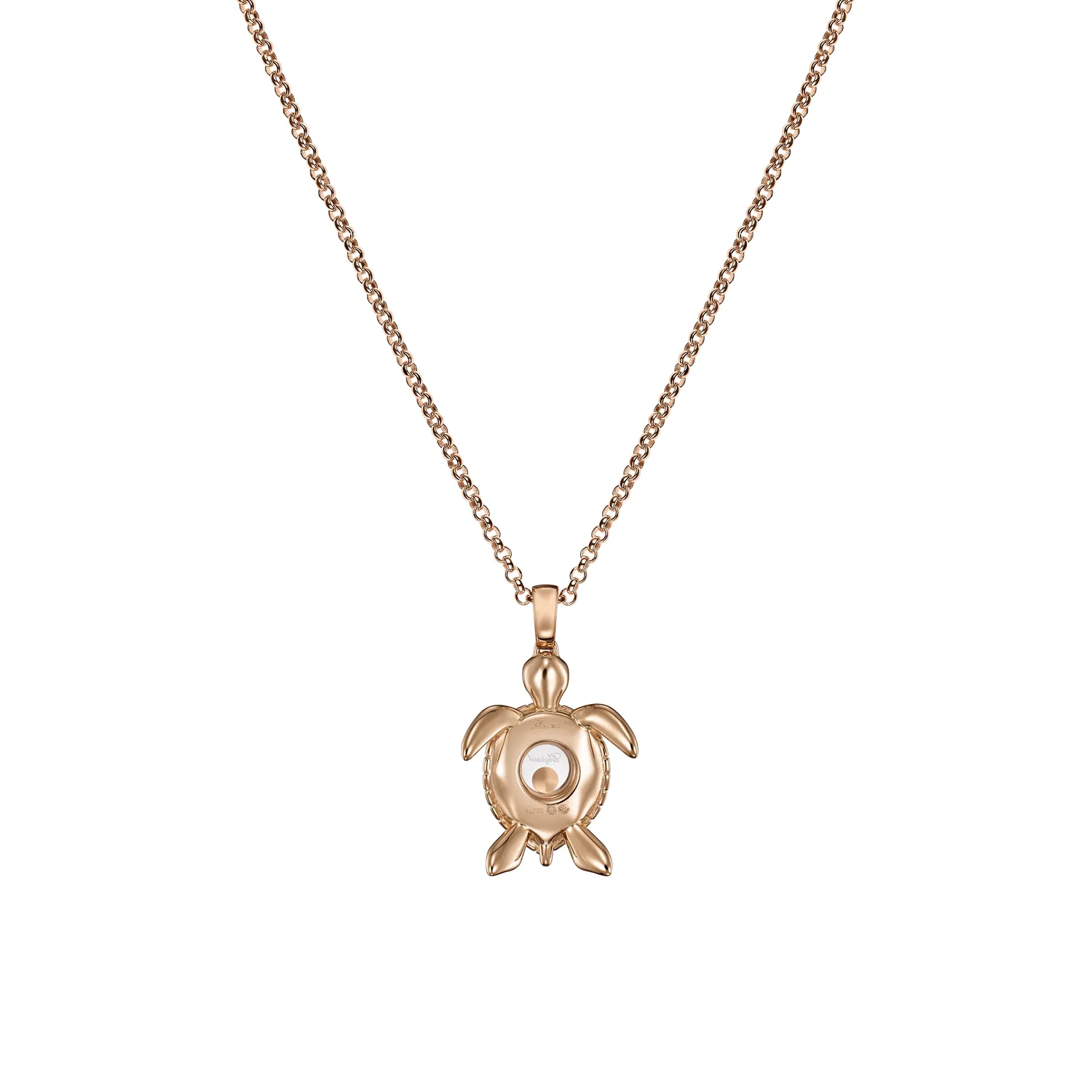Pendant Chopard Happy Diamonds Turtle en Or rose, diamants et saphirs