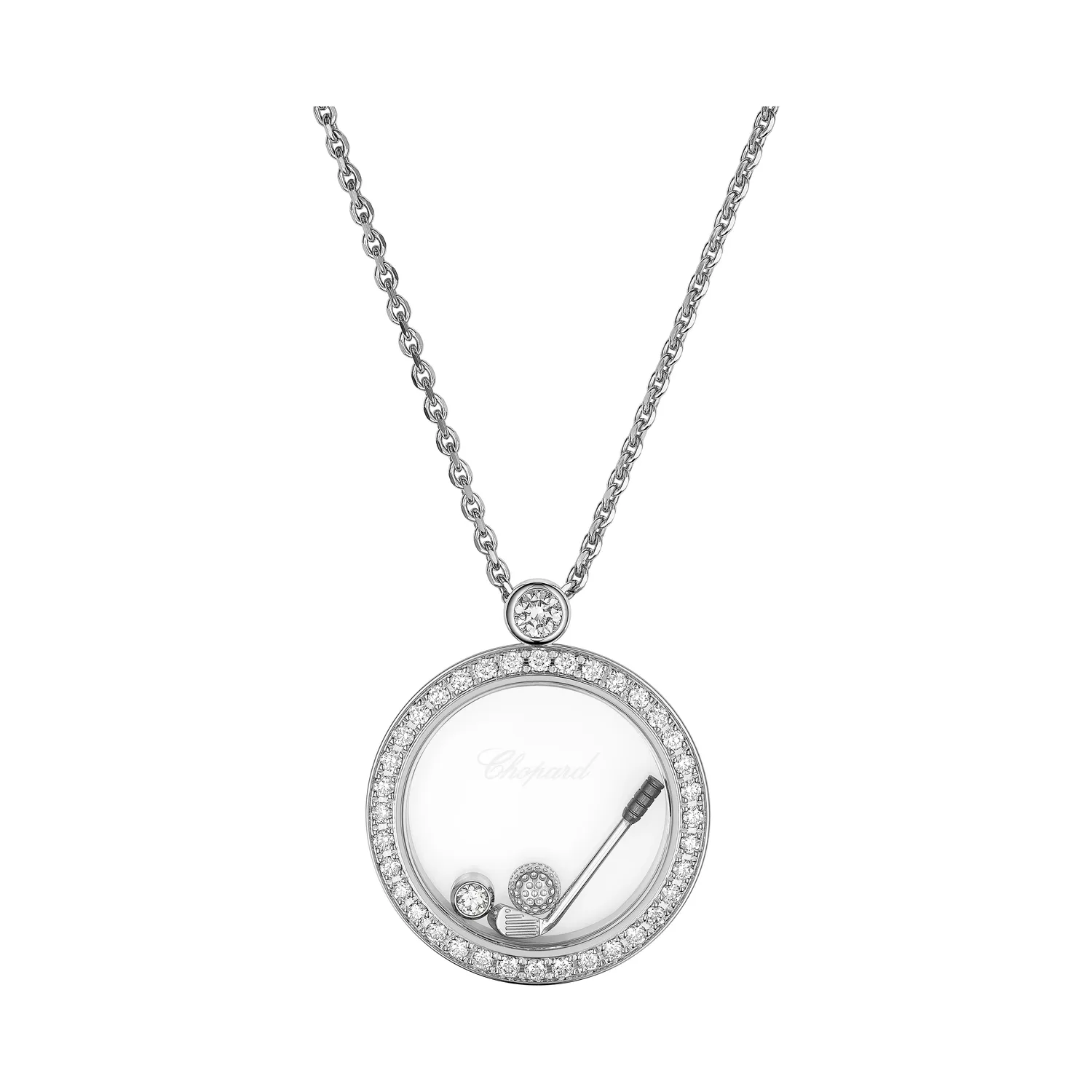 Pendentif Chopard Happy Golf, or blanc, diamants