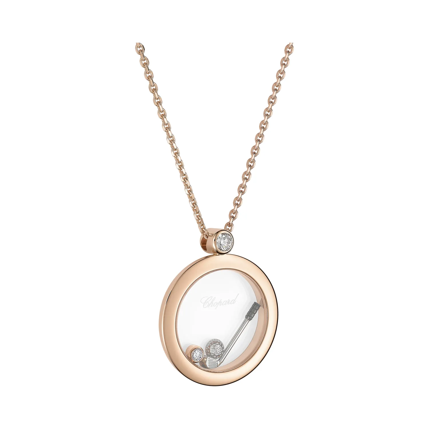 Pendentif Chopard Happy Golf, or rose, diamants