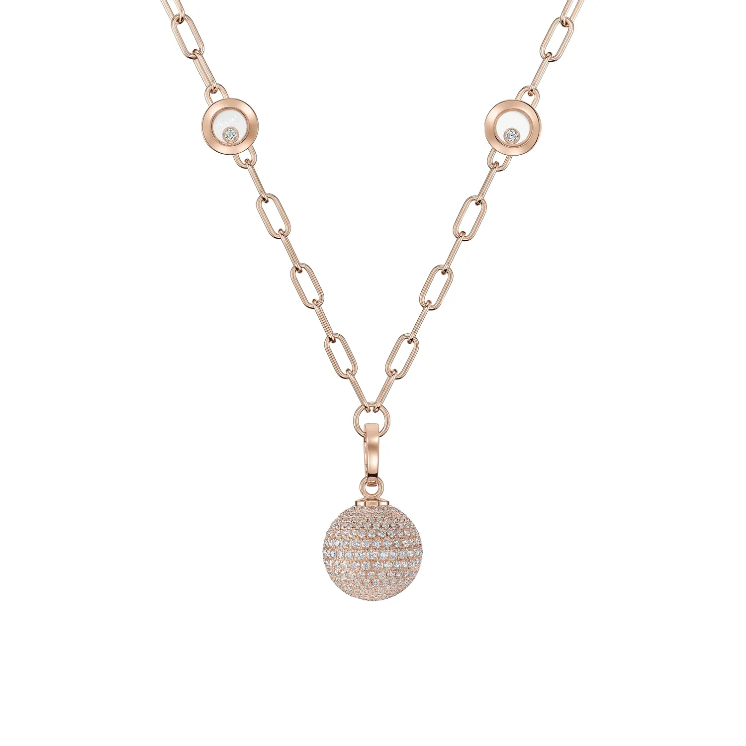 Pendentif Chopard Happy Diamonds Planet, Or Rose et Diamants