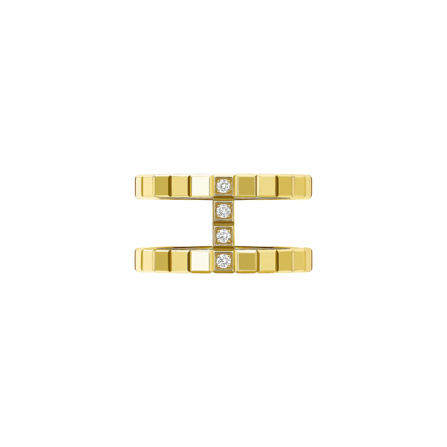 Bague Chopard Ice Cube 2 rangs en Or jaune et 4 Diamants