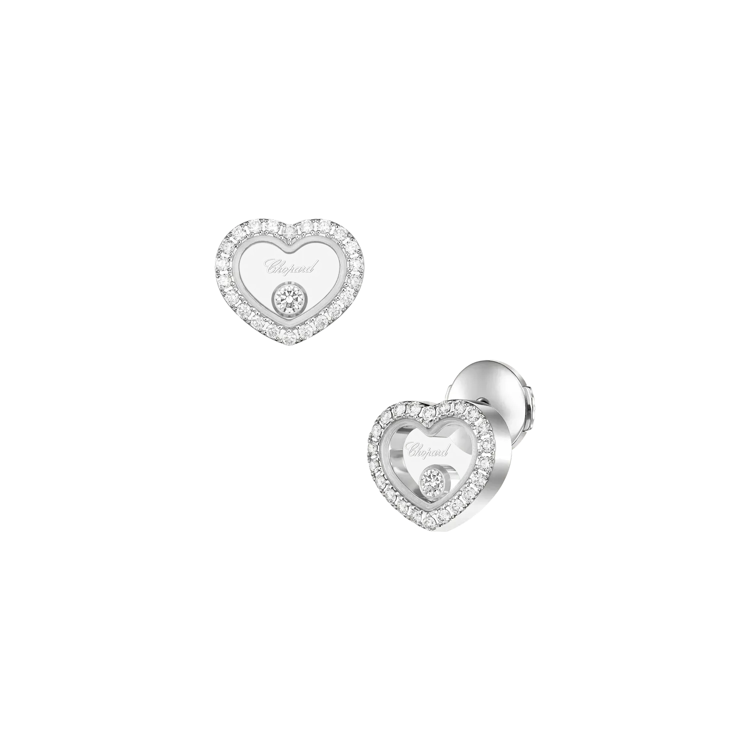 Boucles d'Oreilles Happy Diamonds ICONS Coeurs PM pavés